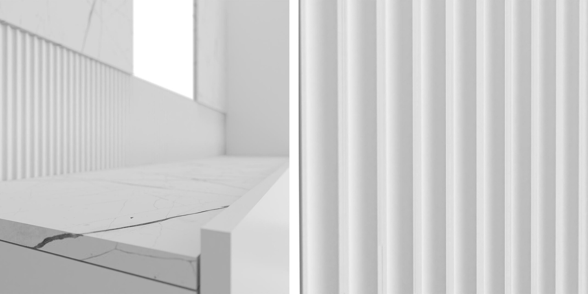 Ensemble de salon Comfivo Salix (Blanc + Marbre blanc)