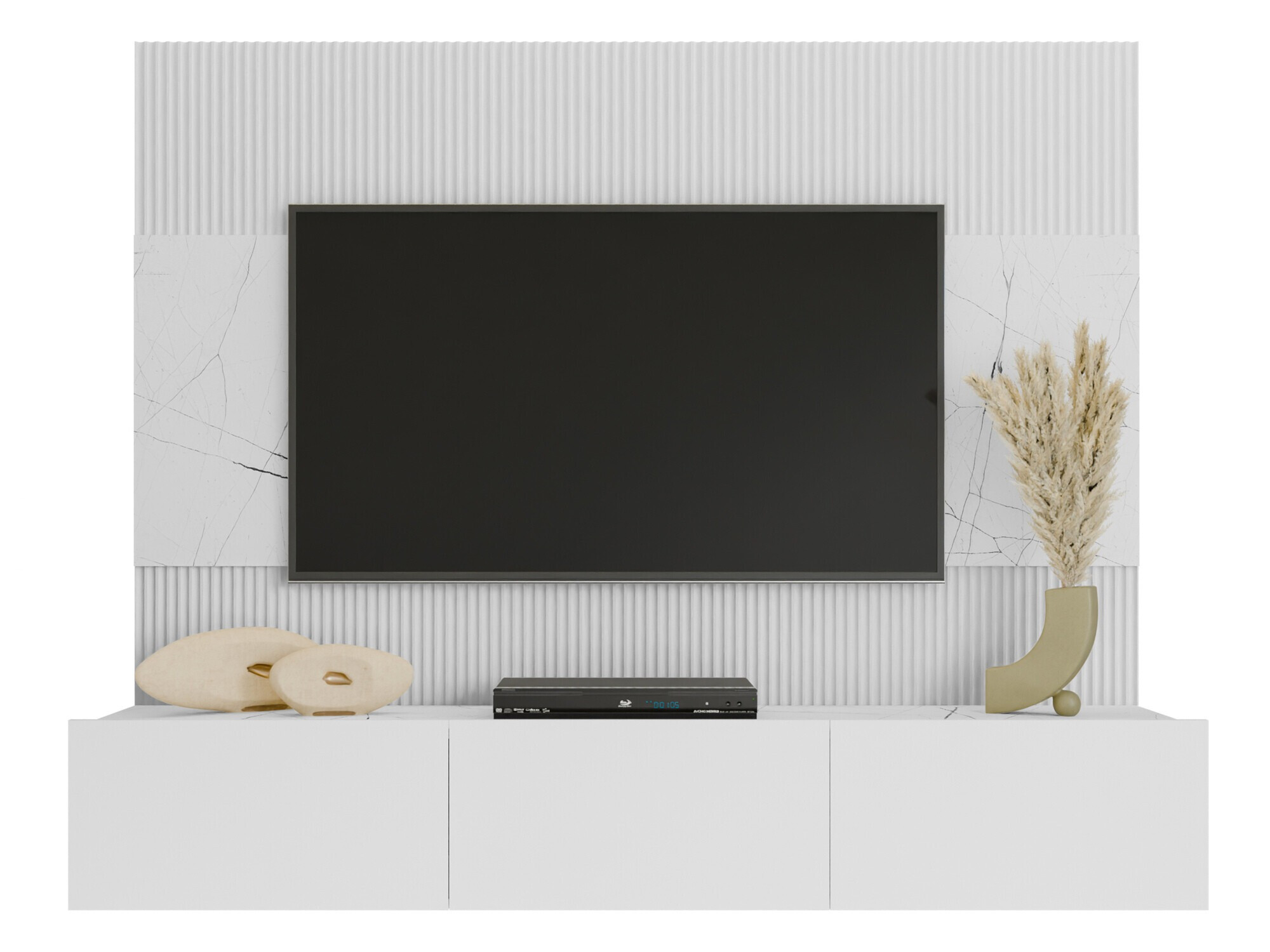 Ensemble de salon Comfivo Salix (Blanc + Marbre blanc)