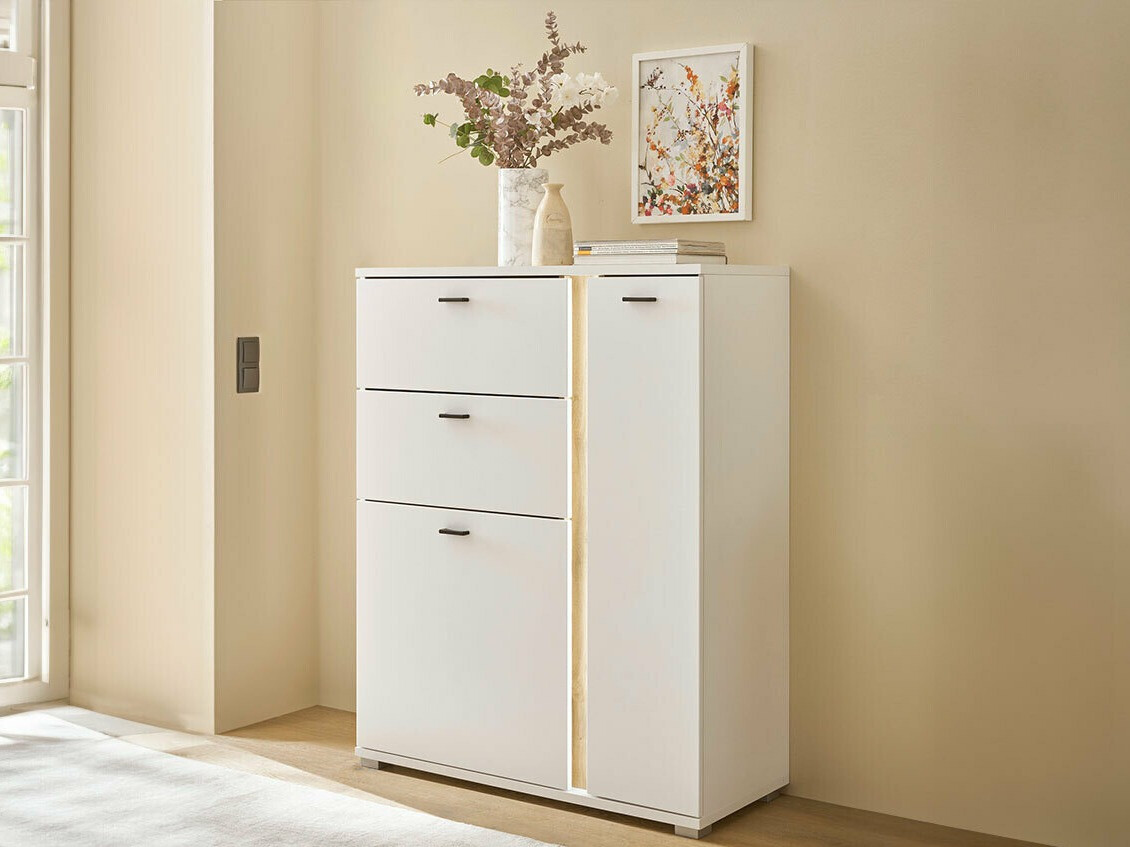 Commode Avimavi 108 (Blanc + Chêne wotan)