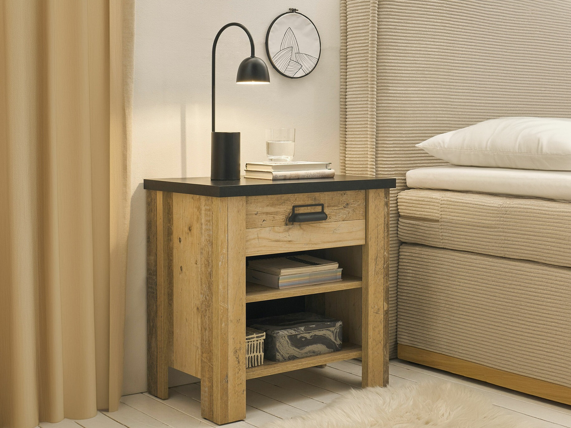 Table de chevet Cirtale 102 (Arbre âgé + Anthracite)