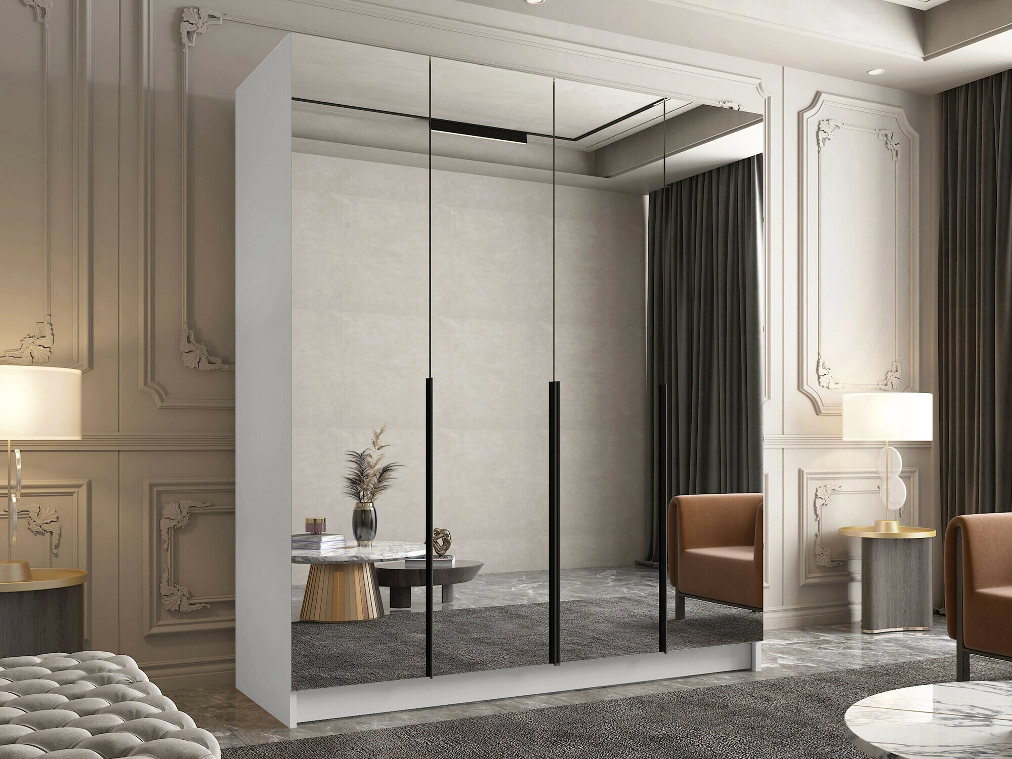 Armoire Closico Navor III (Blanc + Noir)