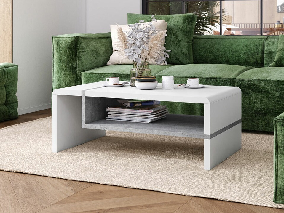 Table basse Glendale 102 (Blanc + Béton)