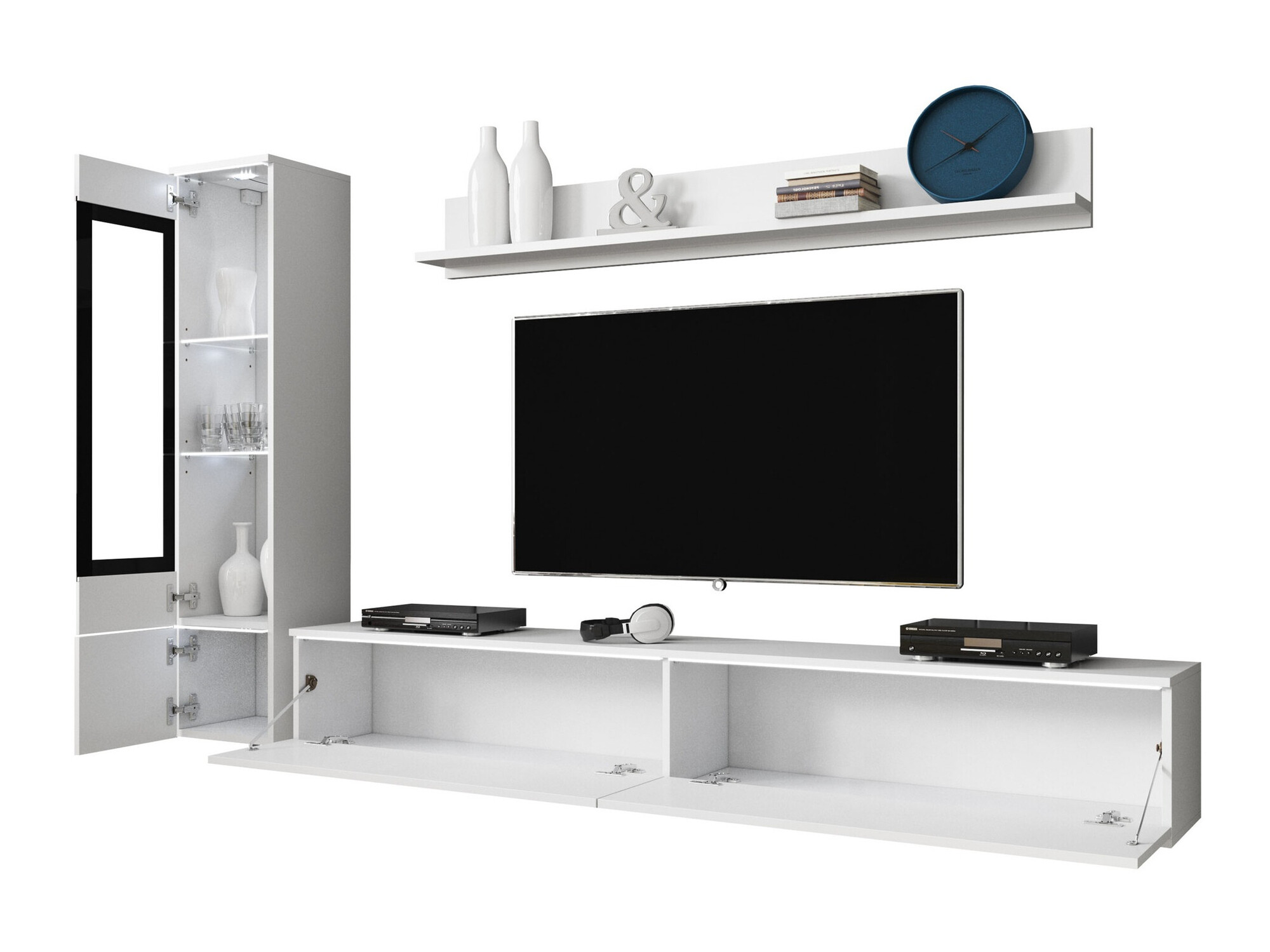 Ensemble de salon Mirfivo 100 (Blanc + Blanc brillant)