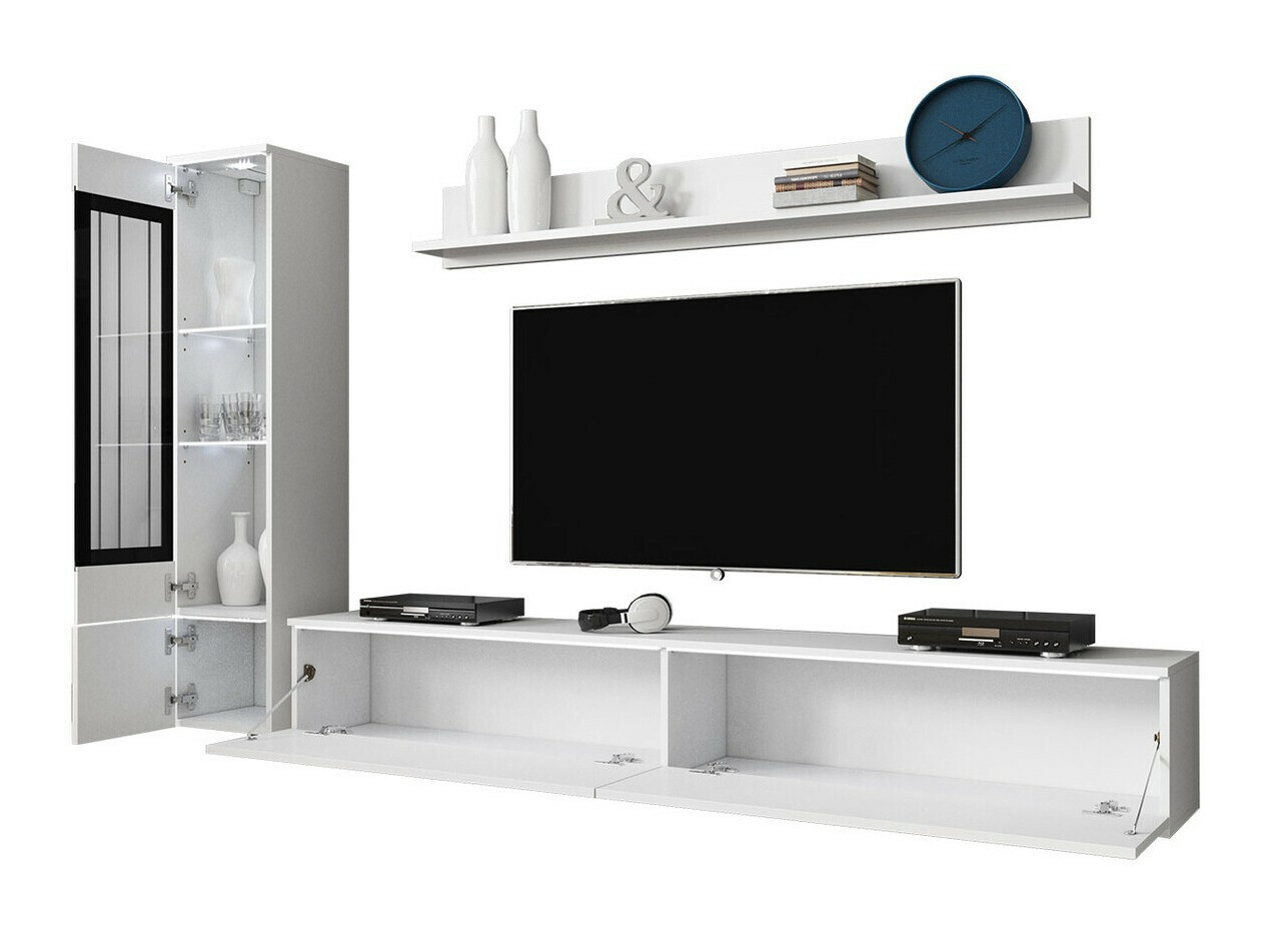 Ensemble de salon Mirfivo 100 (Chêne wotan + Blanc brillant)