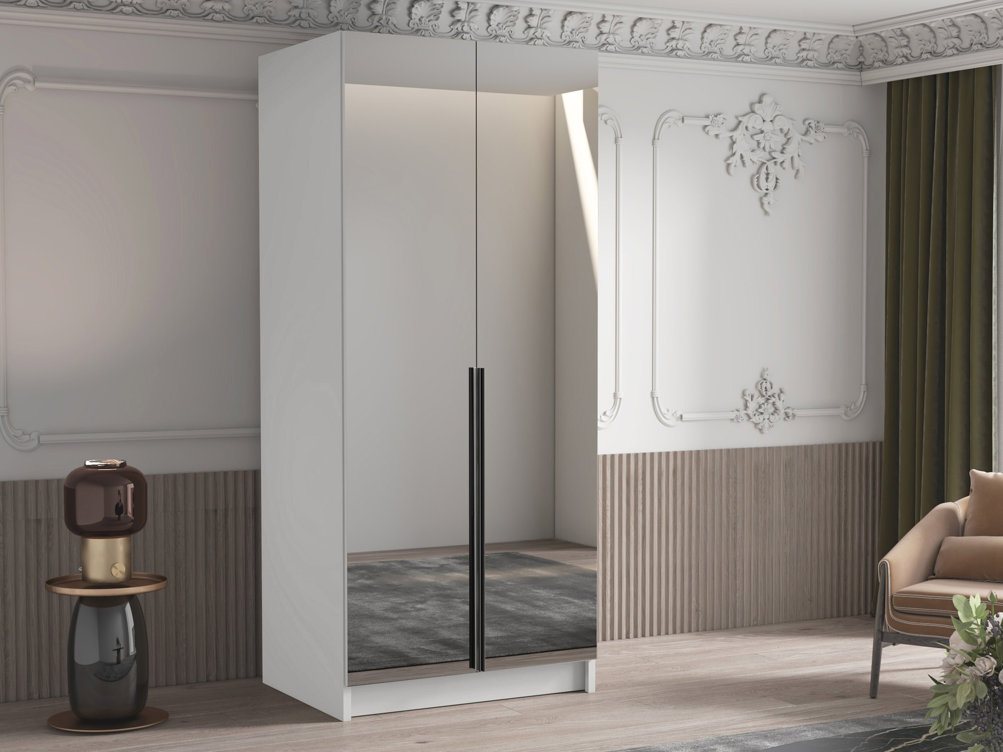 Armoire Closico Staton III (Blanc + Noir)