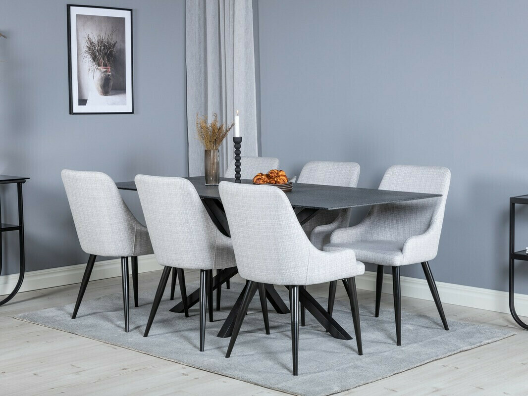 Chaise Dallas 114 (Gris clair + Noir)