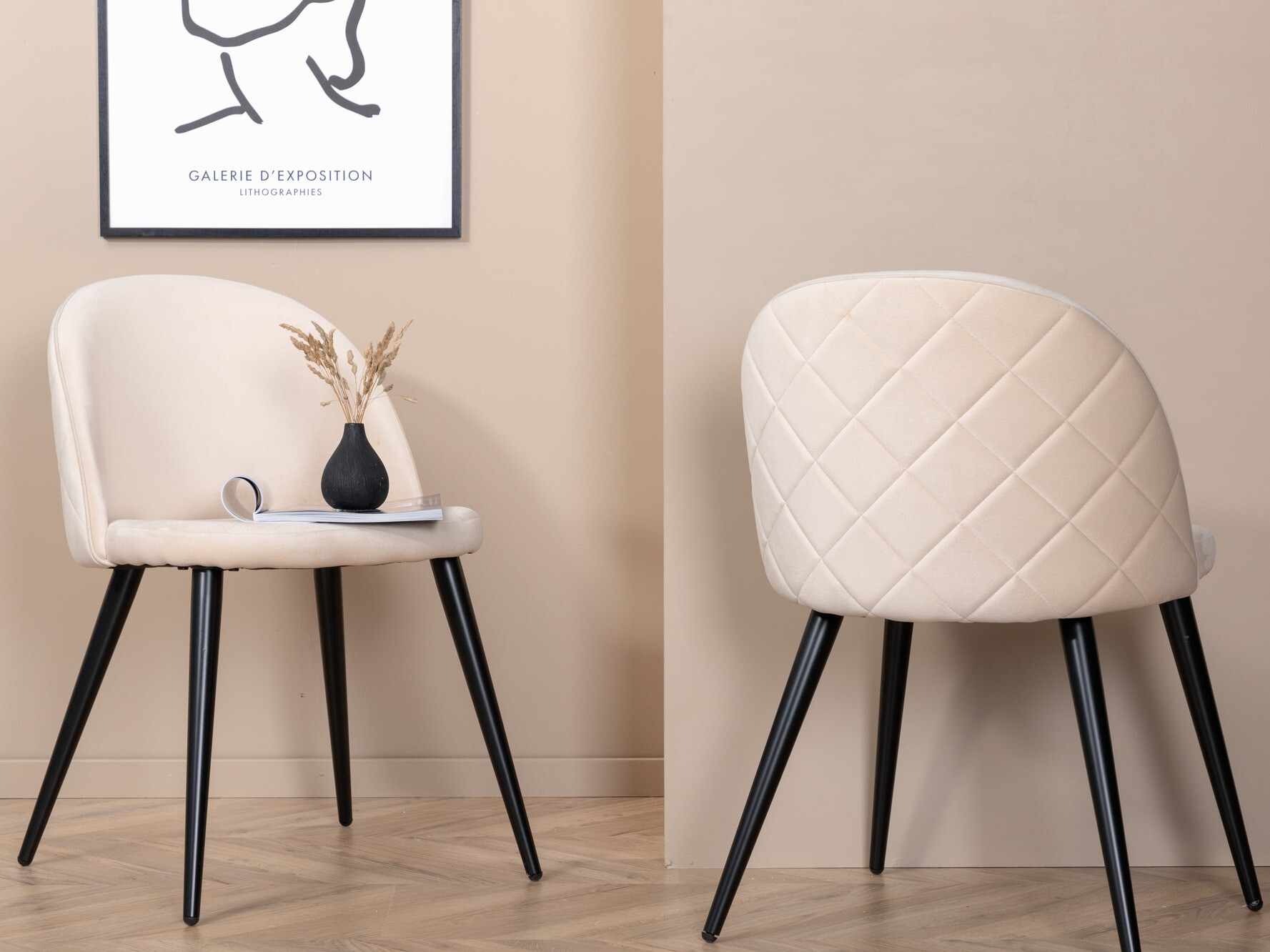 Chaise Dallas 2640 (Crème + Noir)