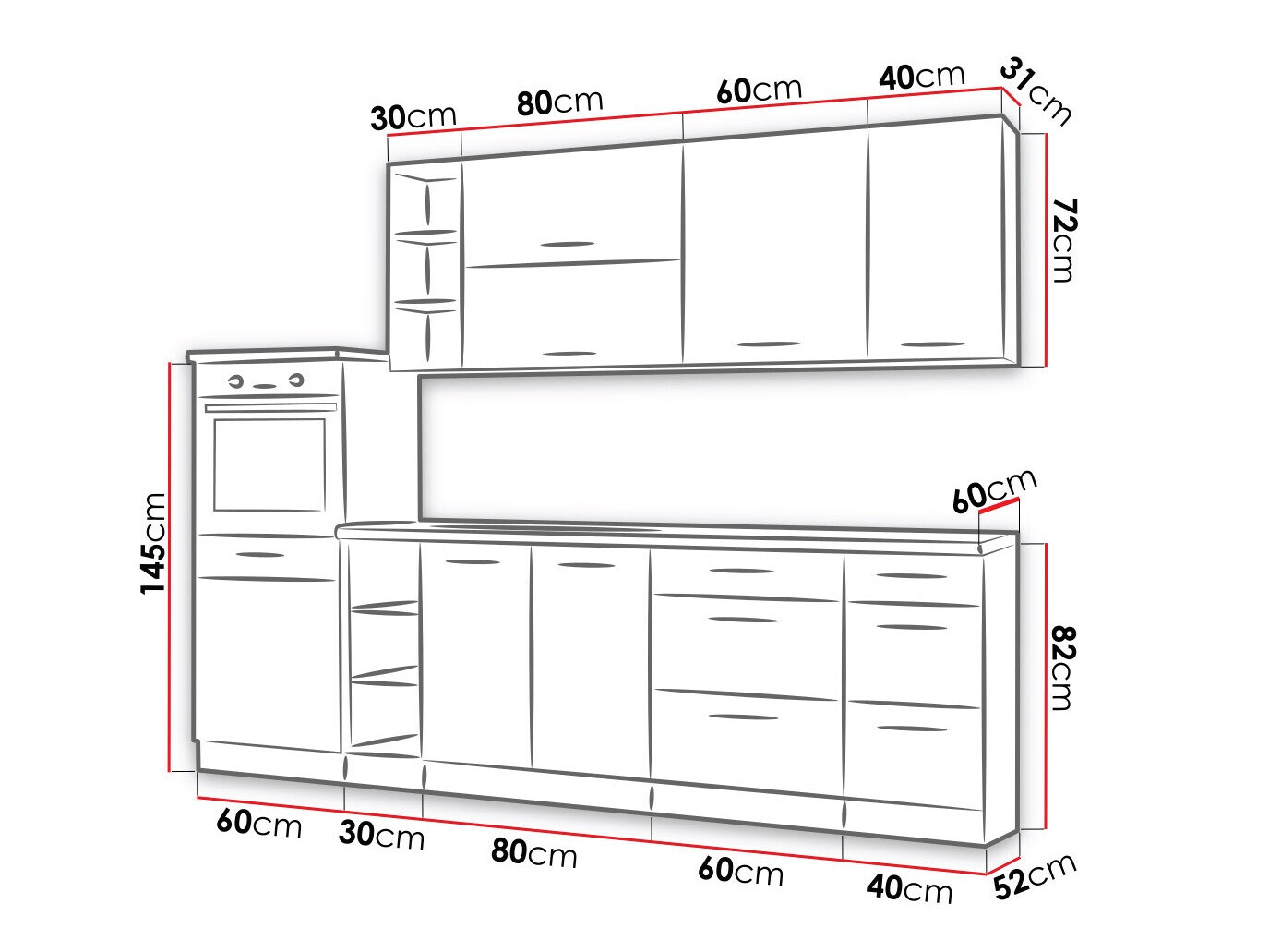 Cuisine complète modulaire Wood Dark 130