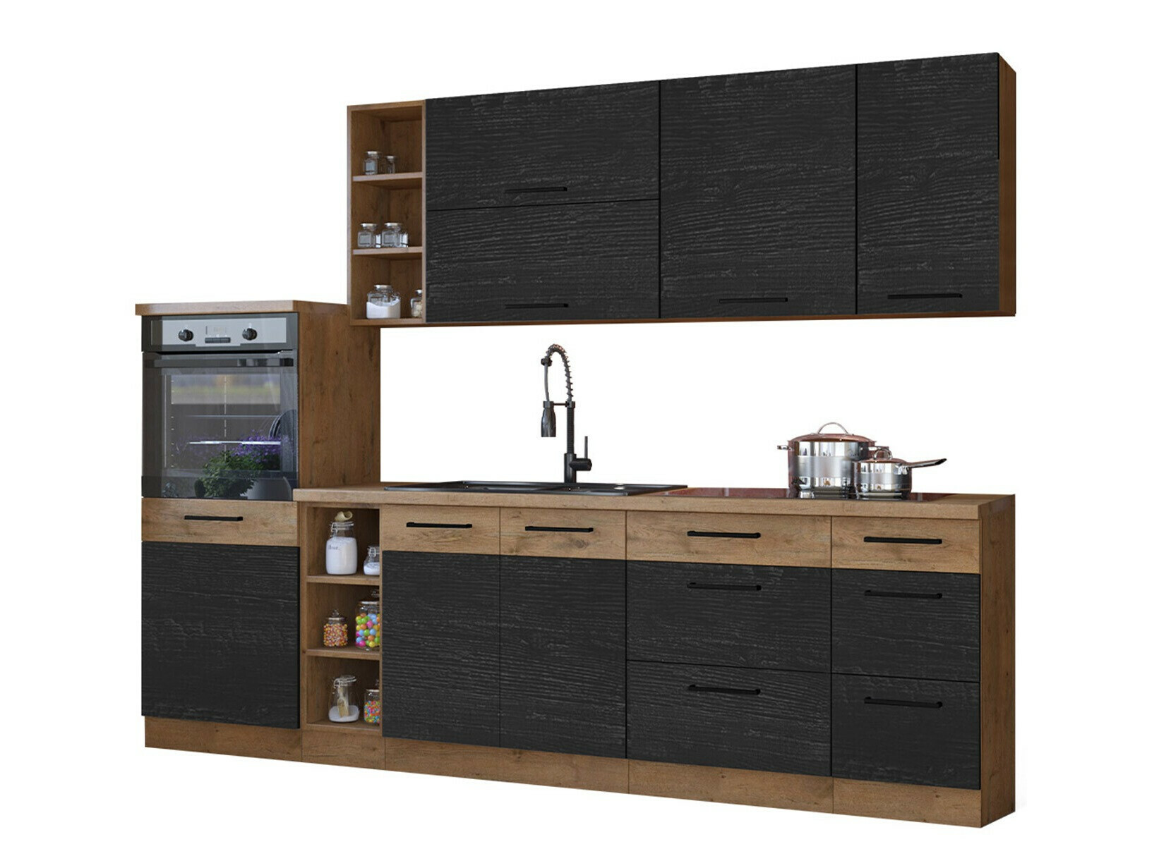 Cuisine complète modulaire Wood Dark 130