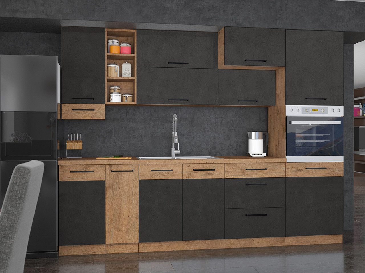 Cuisine complète modulaire Wood Grey 136