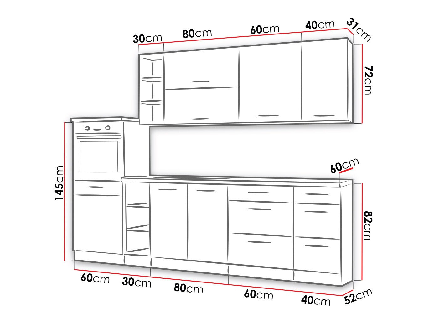 Ensemble de cuisine modulaire Wood Dark 130