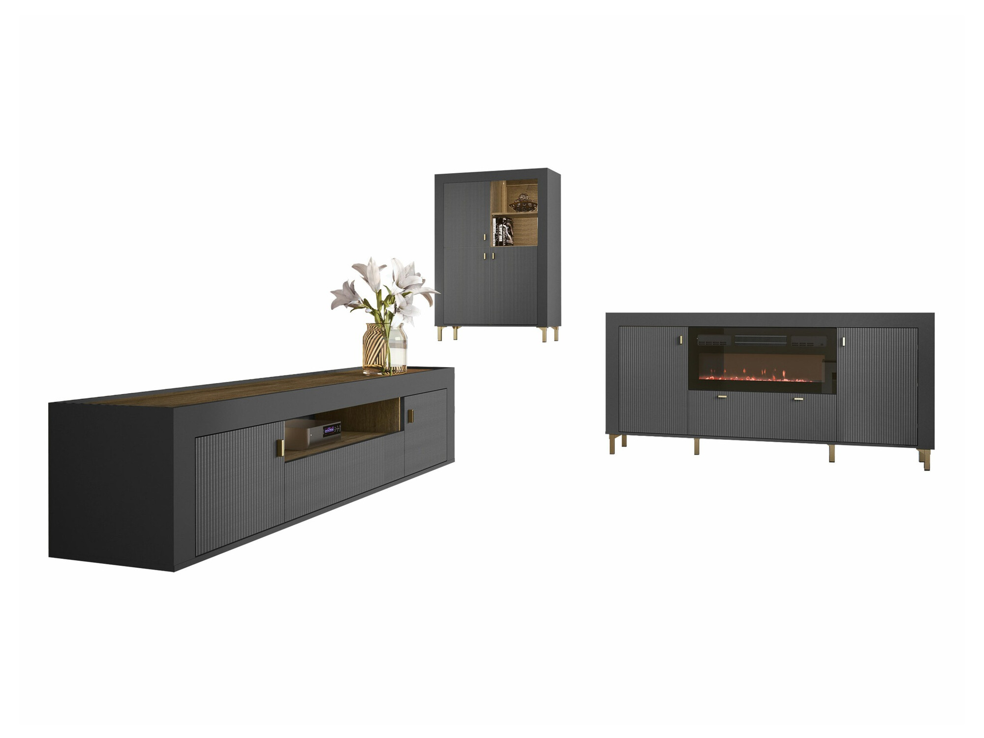 Ensemble de salon Mormavu 115 (Noir mat)