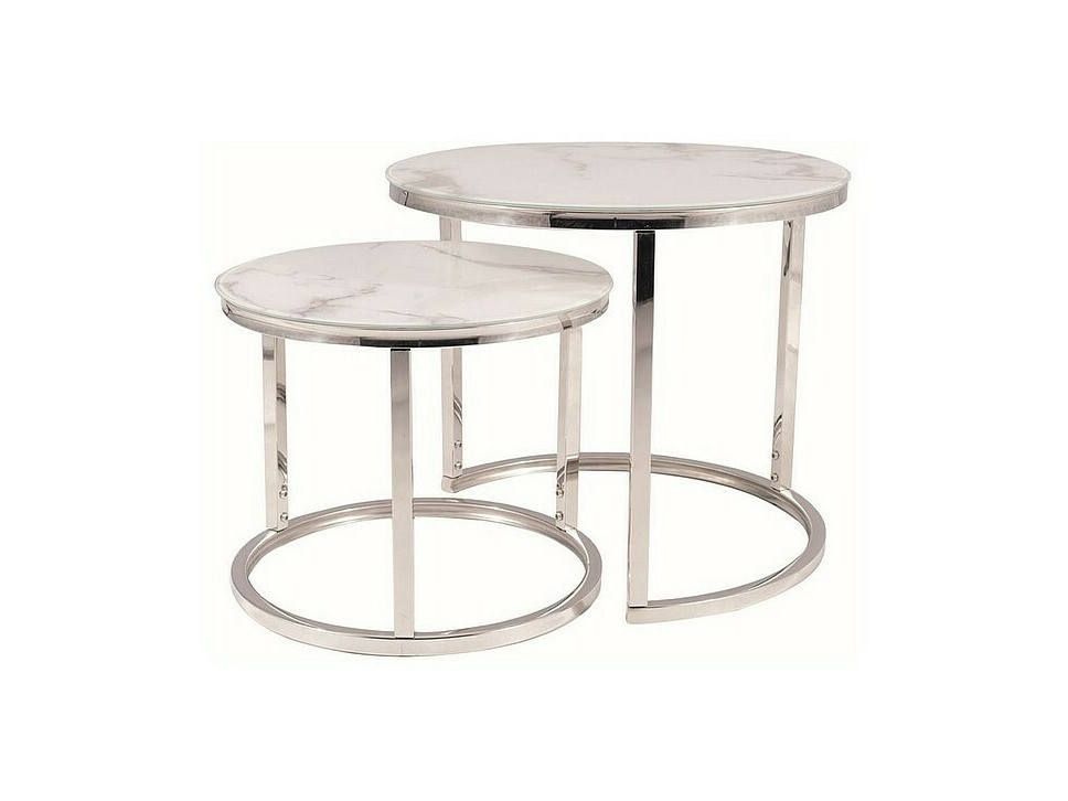 Ensemble de tables d'appoint Detroit 495 (Argent + Marbre blanc)