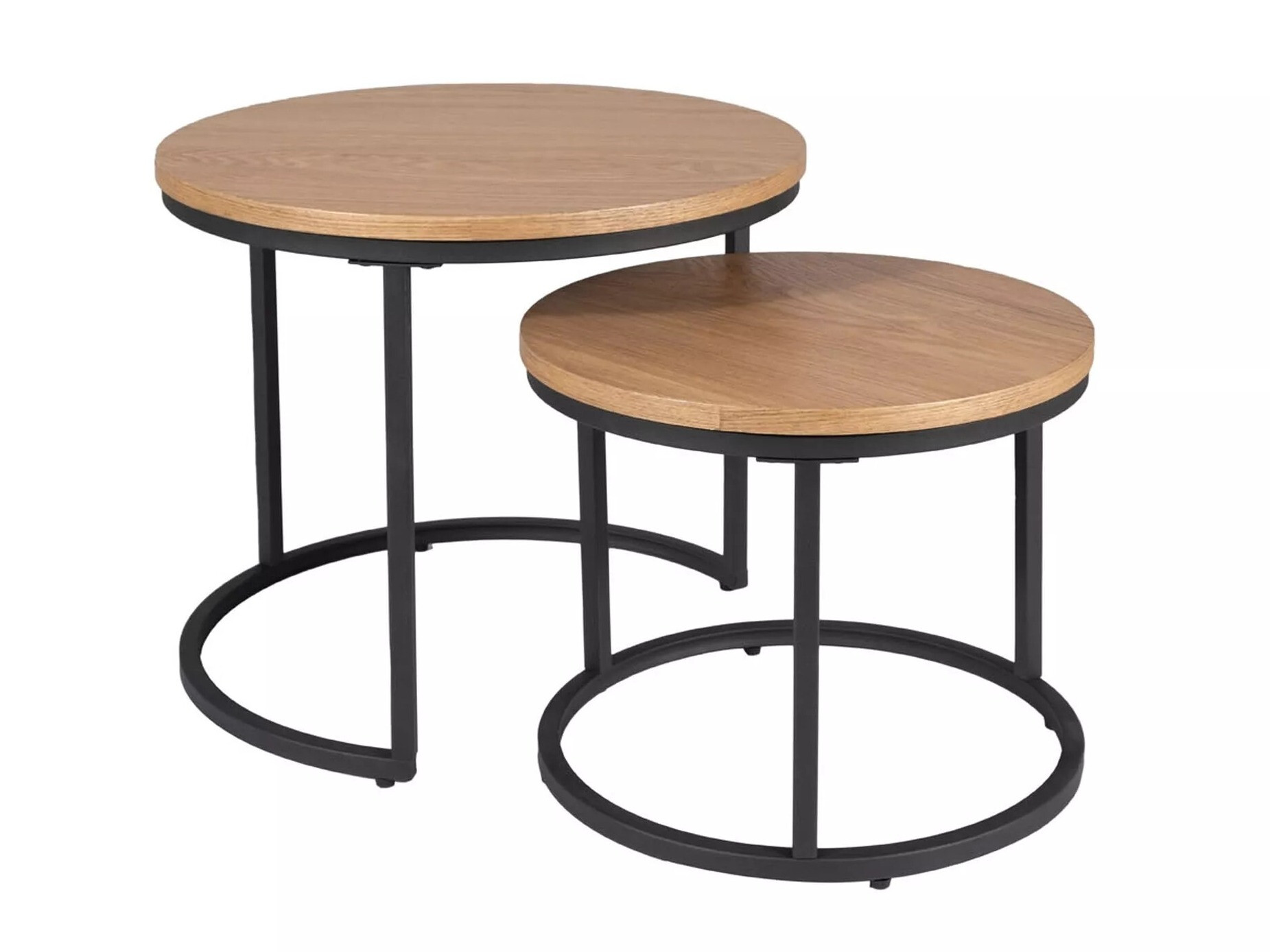 Ensemble tables basses Detroit 486 (Noir + Chêne)