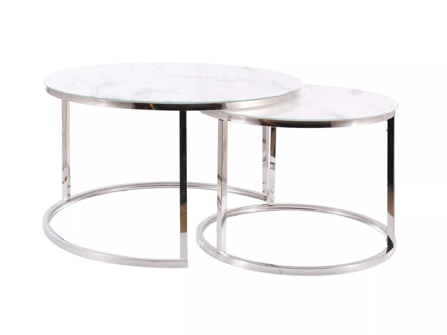 Ensemble tables basses Detroit 494 (Argent + Marbre blanc)