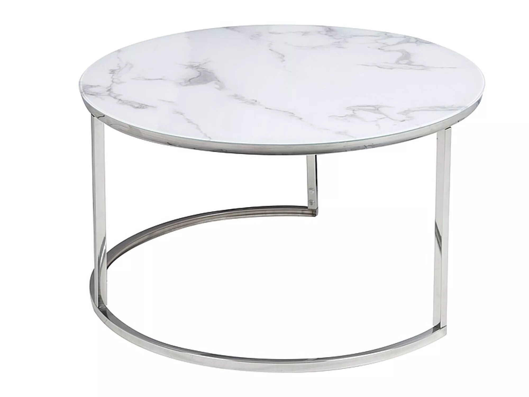 Ensemble tables basses Detroit 494 (Argent + Marbre blanc)