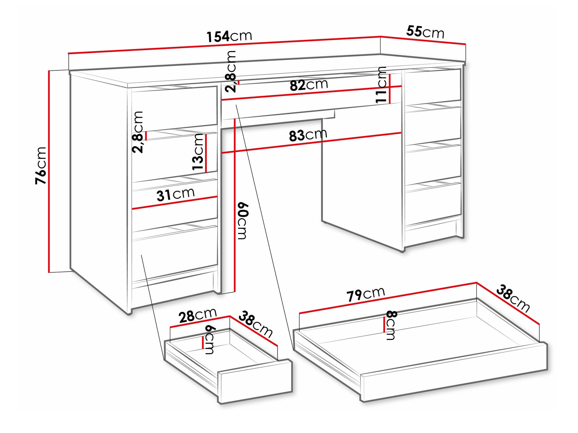 Bureau Comfivo Terros II (Blanc)