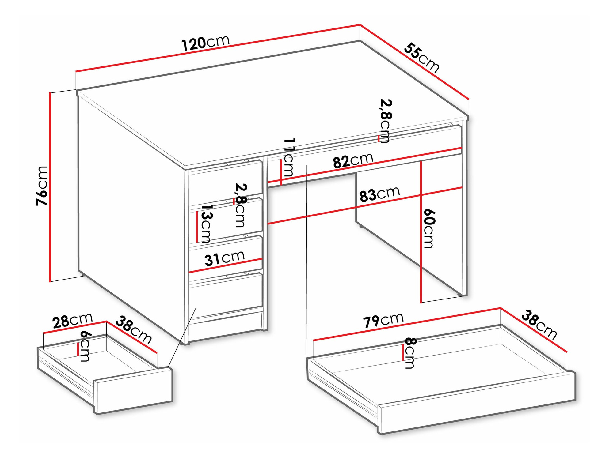 Bureau Comfivo Terros I (Blanc)