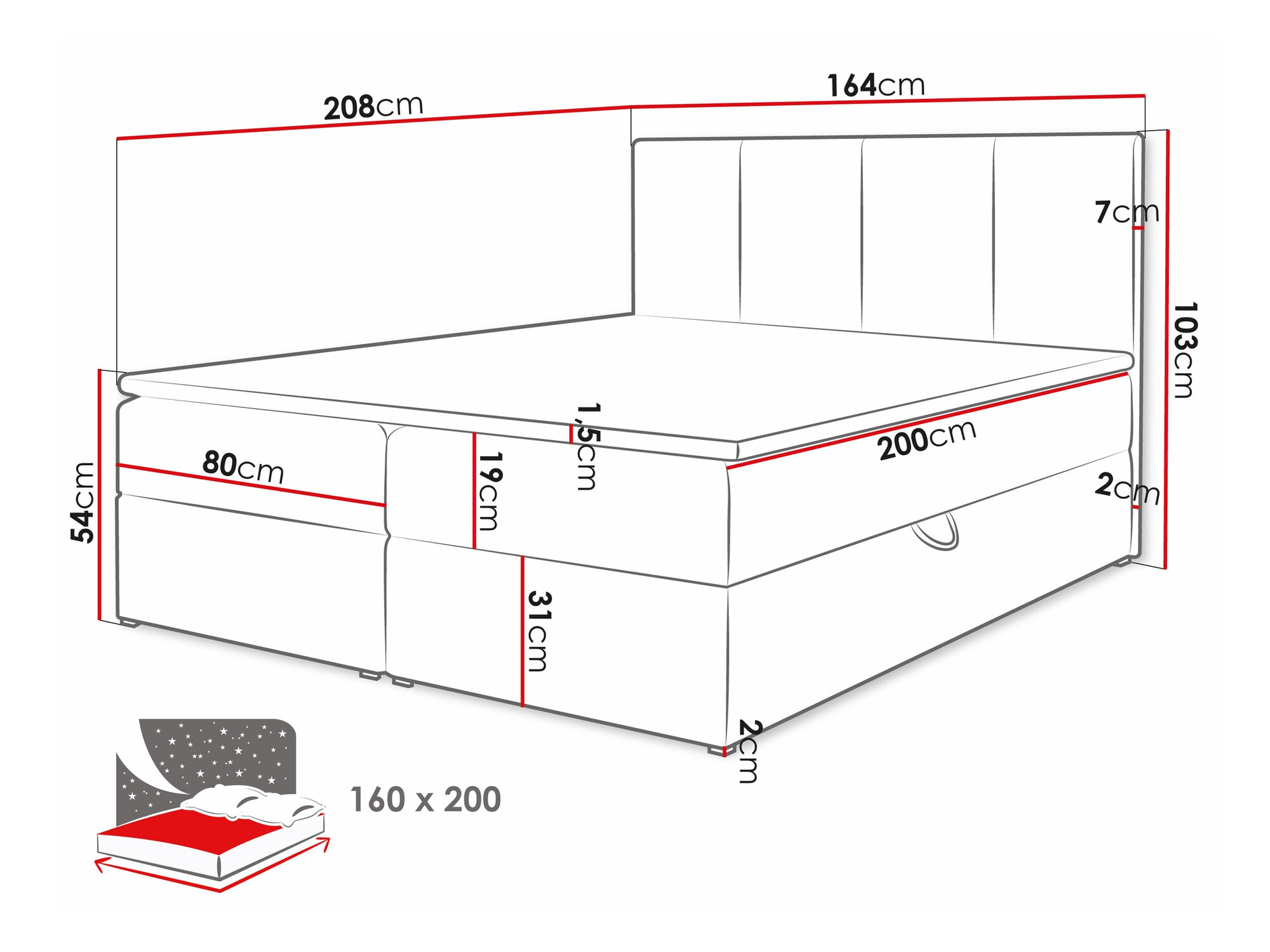 Lit boxspring Oppidum (Manila 02)