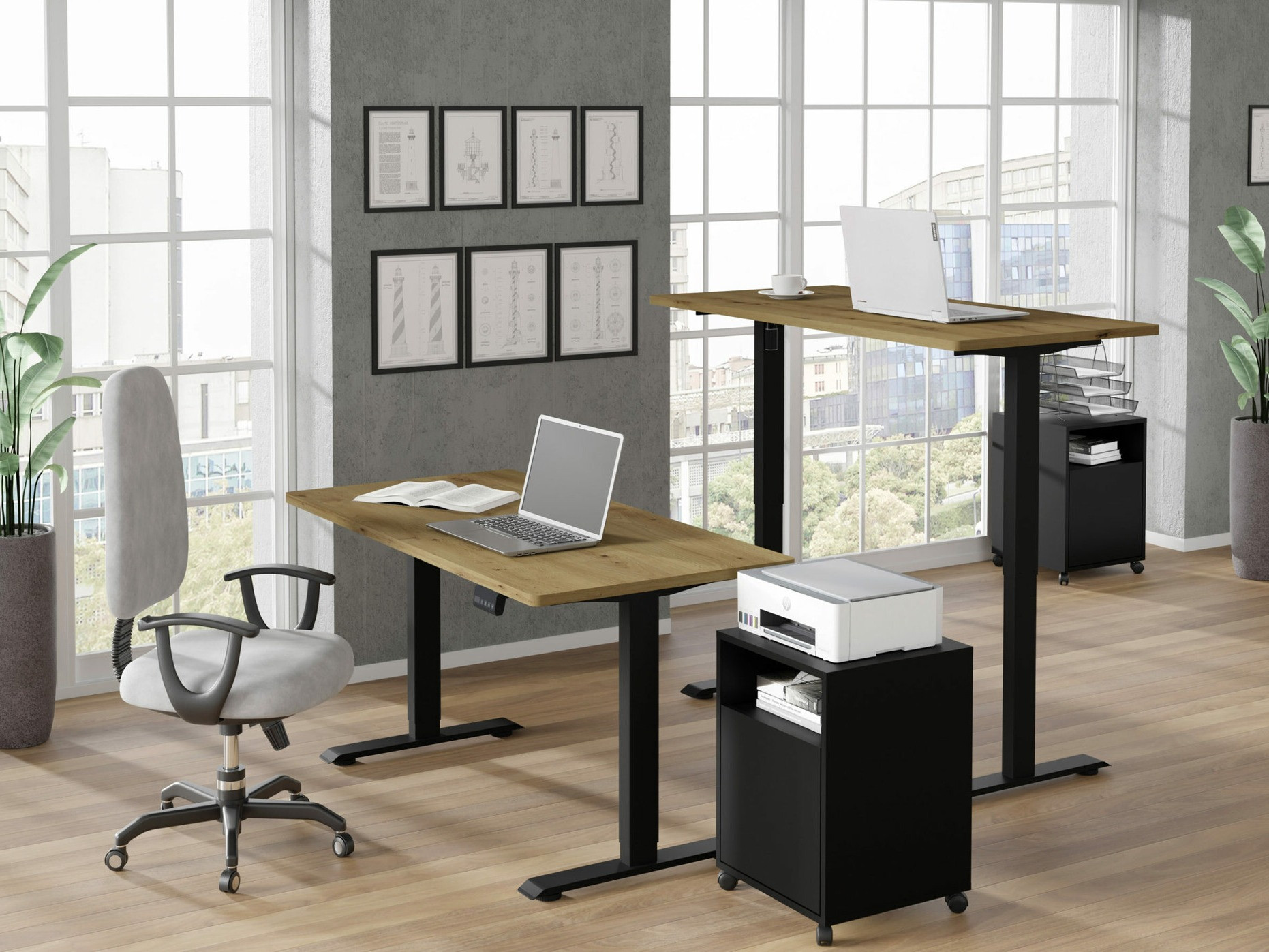 Bureau réglable en hauteur Buffalo 184 (Noir)