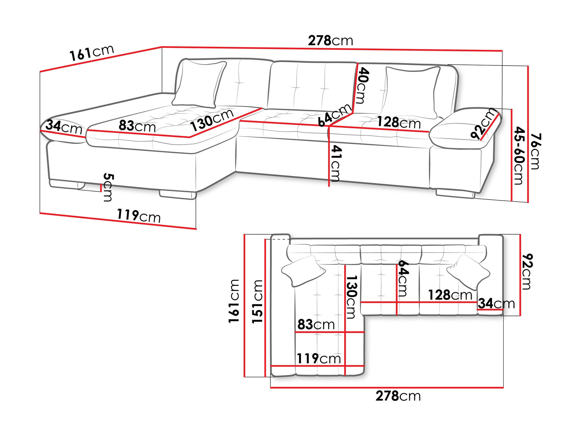 Canapé d'angle Comfivo 219 (Flow 3)