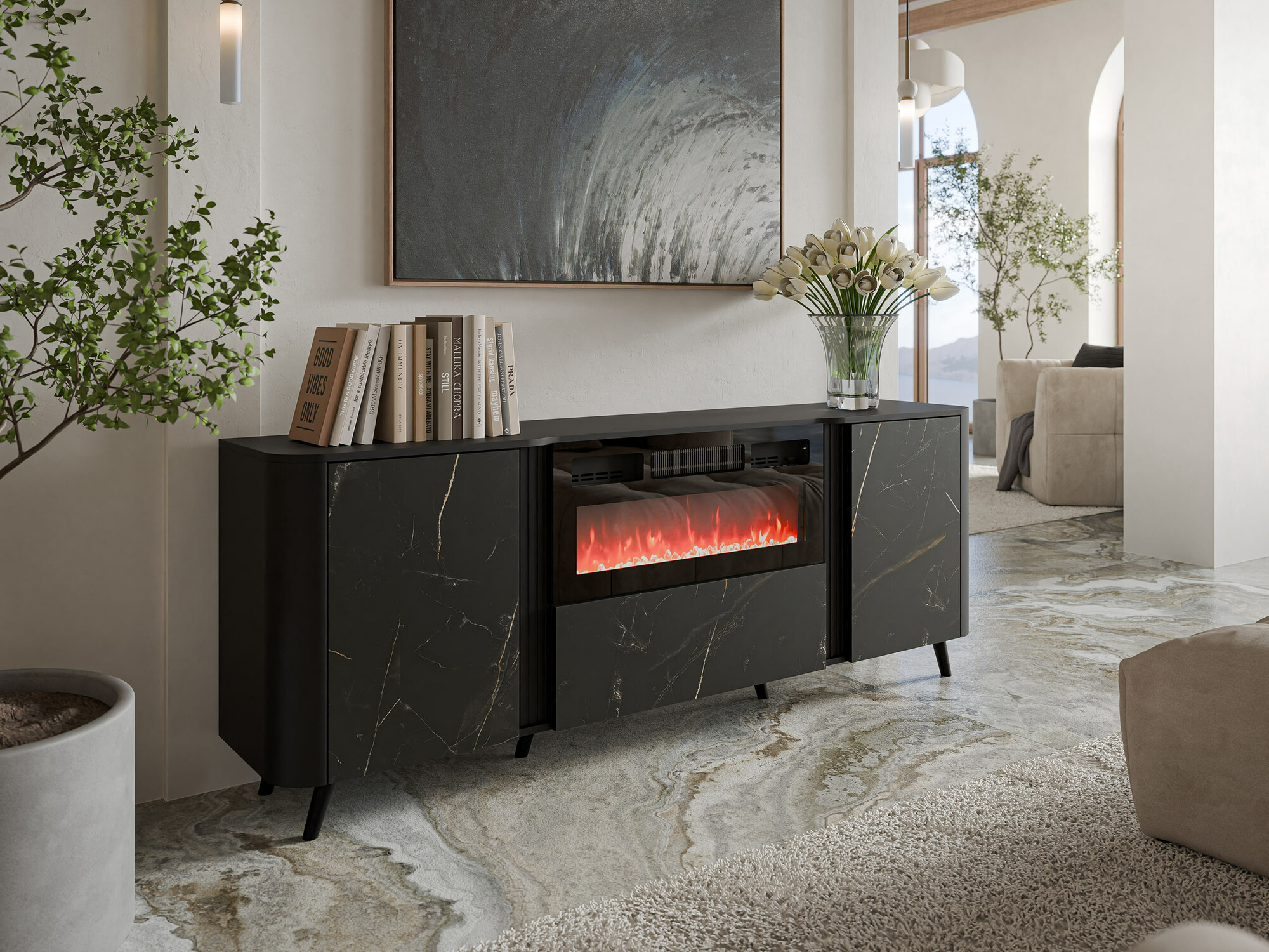 Buffet Modus I (Noir + Marbre noir)