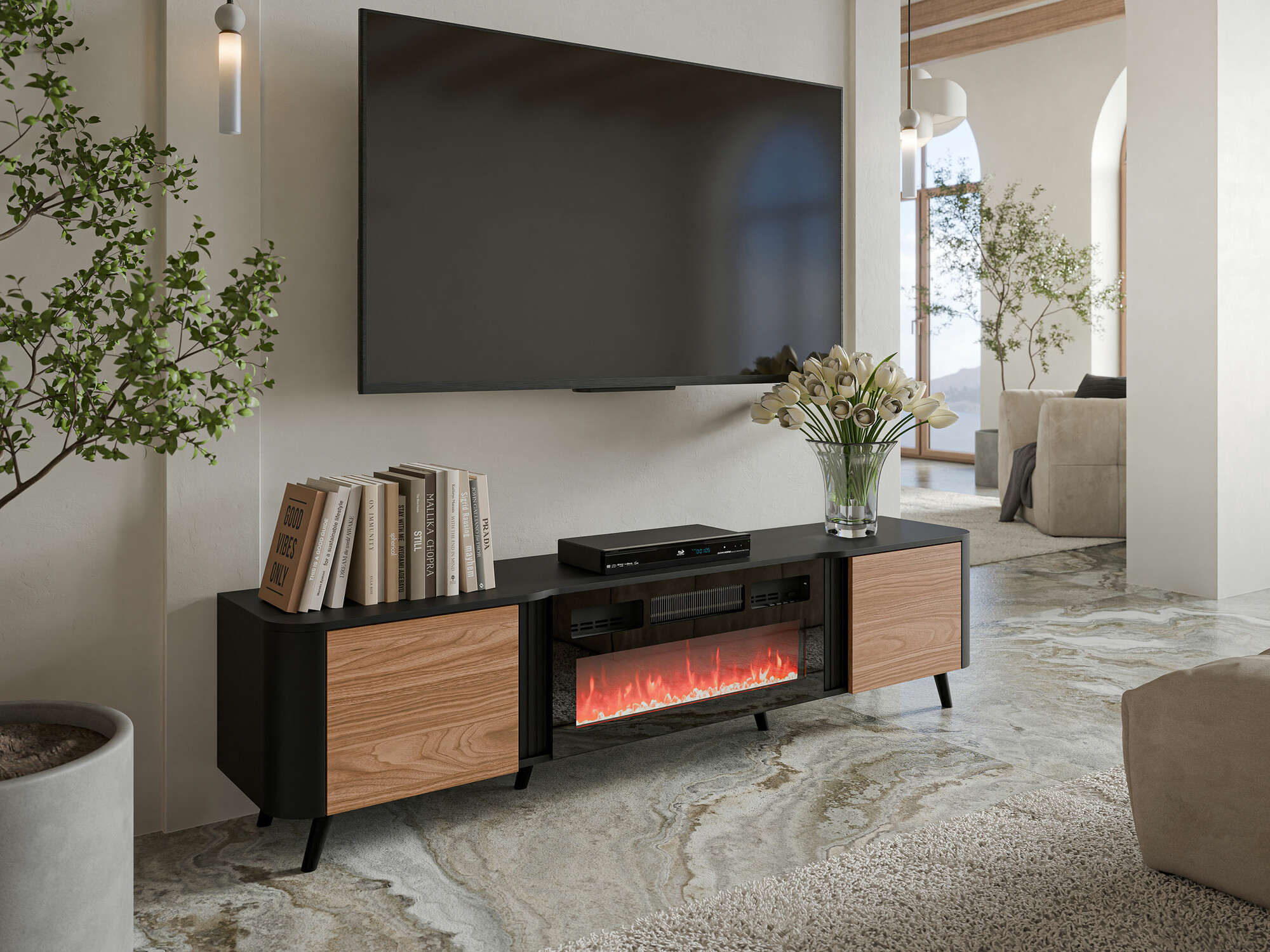 Meuble TV Modus (Noir + Noyer)
