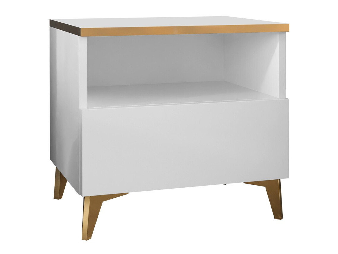 Table de chevet Comfivo Arbutus (Blanc + Blanc brillant)
