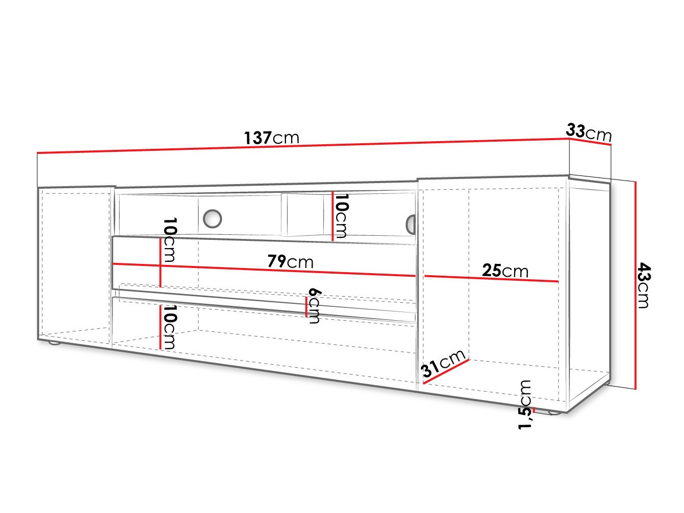 Meuble TV Ager (Blanc + Blanc brillant)