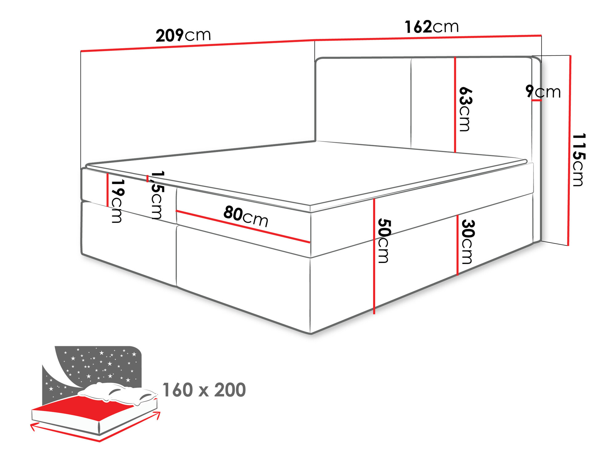 Lit boxspring Zanesville 100 (Manila 02)