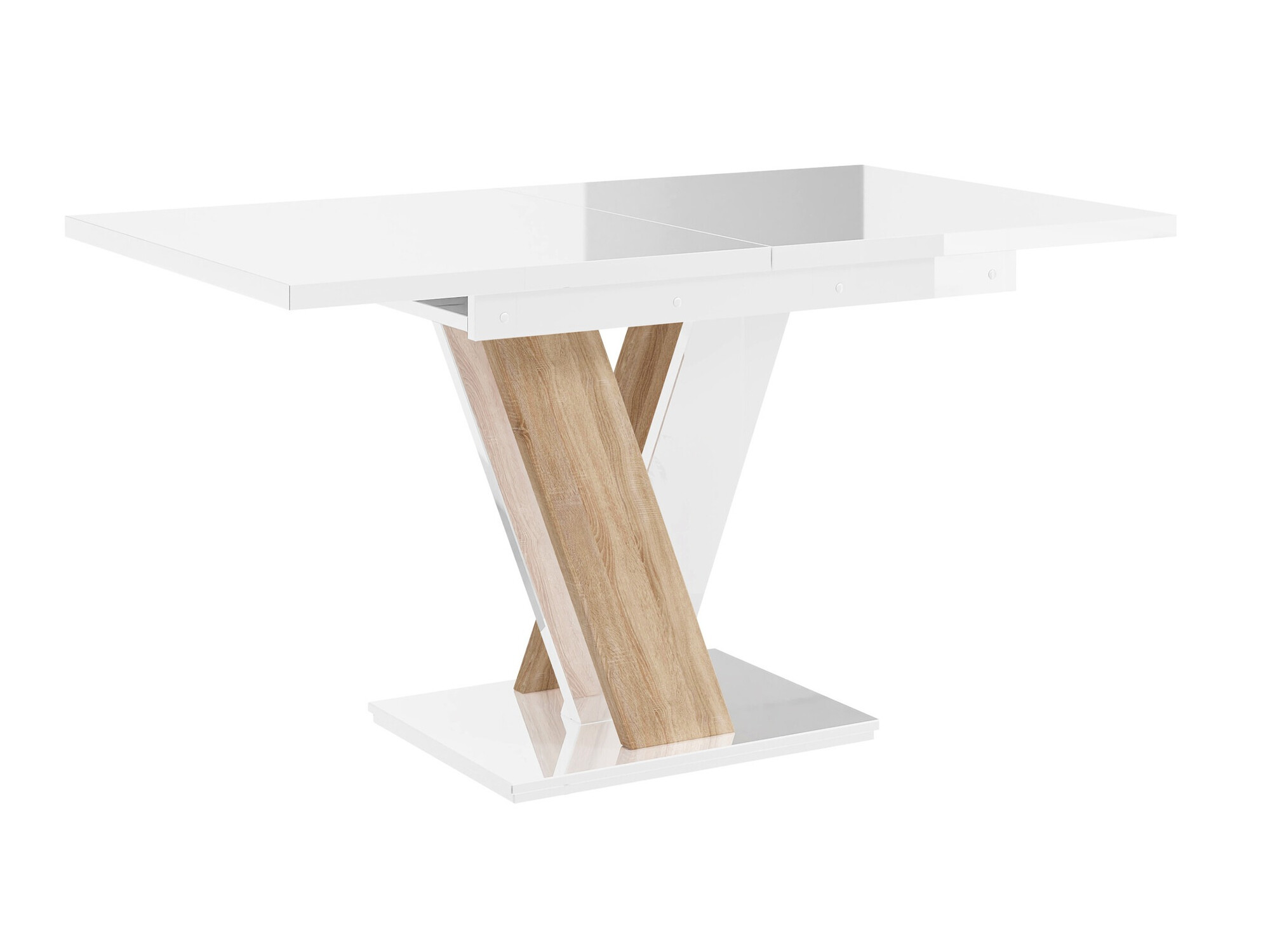 Table Musus (Blanc brillant + Sonoma chêne)