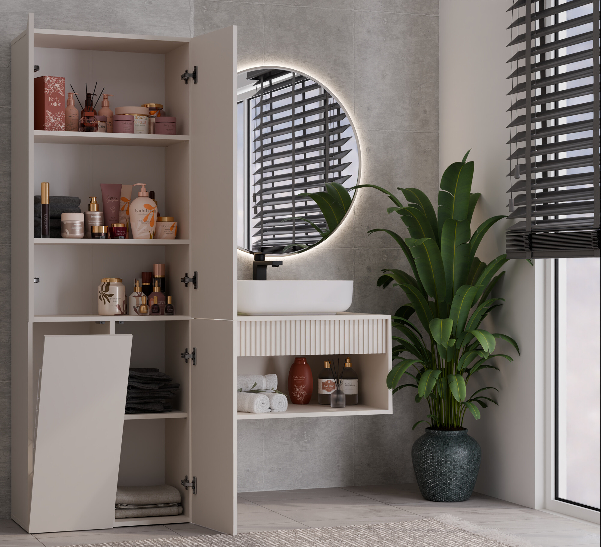 Armoire de bain à poser Nolmaru 100 (Cachemire)