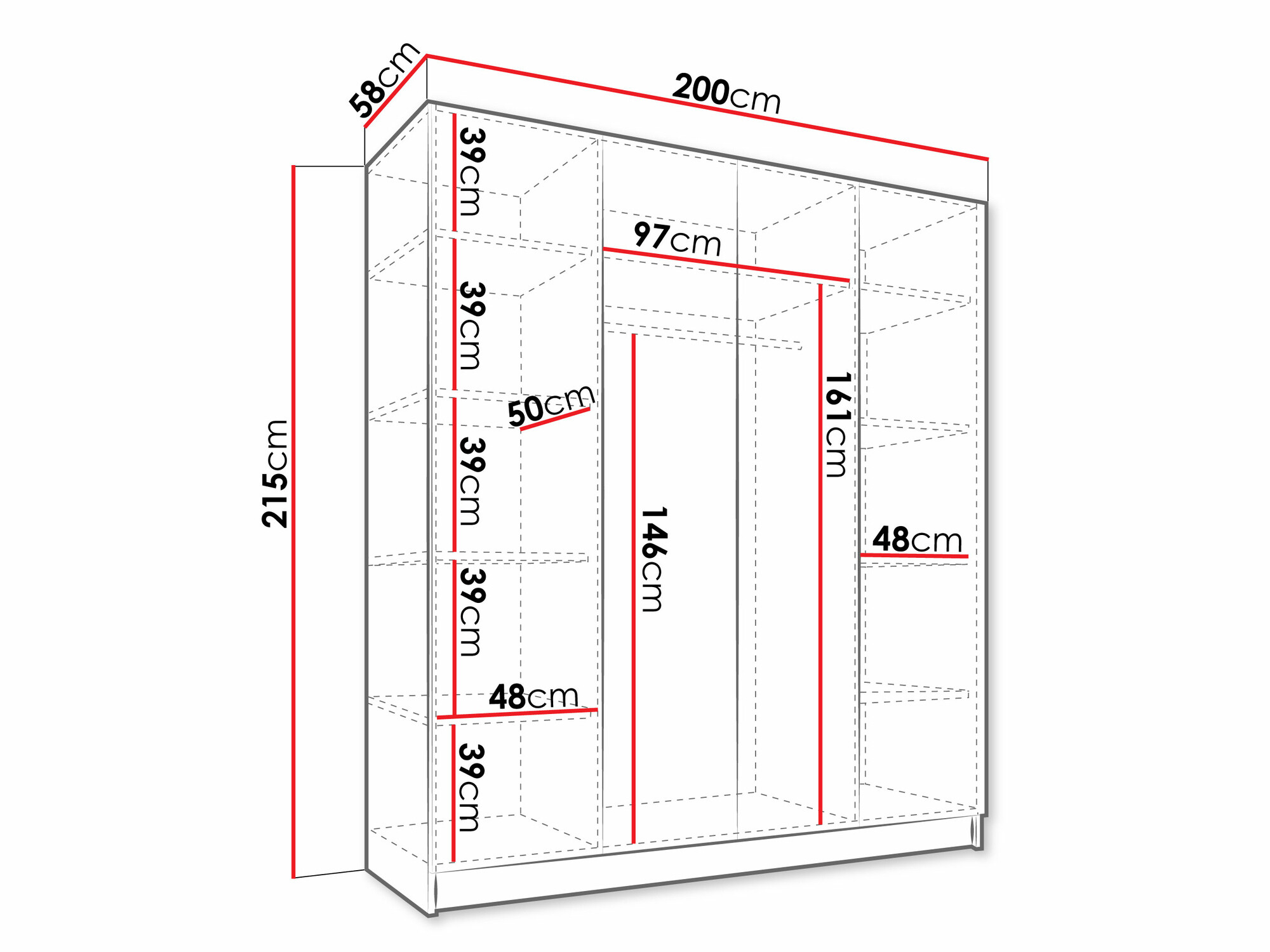 Armoire Closico 191 (Blanc + Noir)