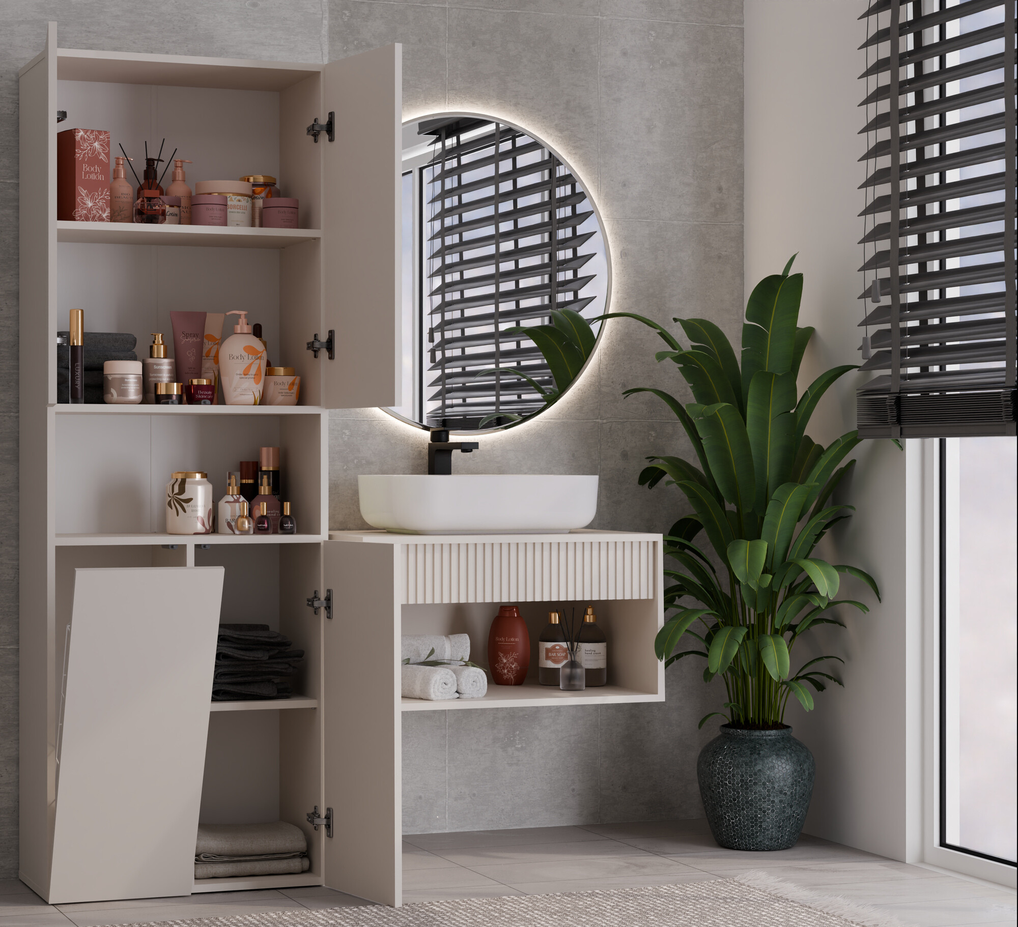 Armoire de bain à poser Nolmaru 101 (Cachemire)