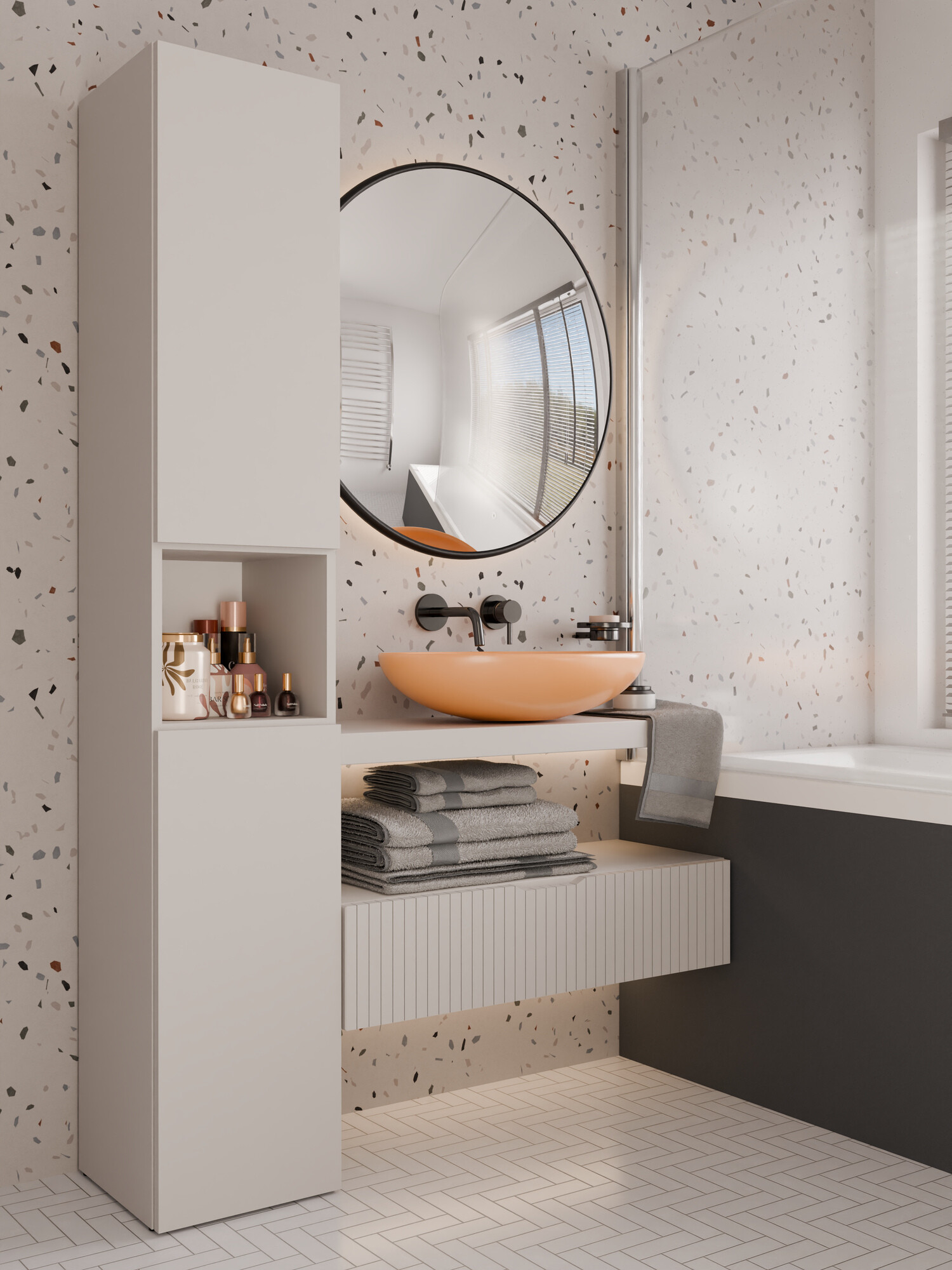 Armoire de bain à poser Nolmaru 104 (Cachemire)