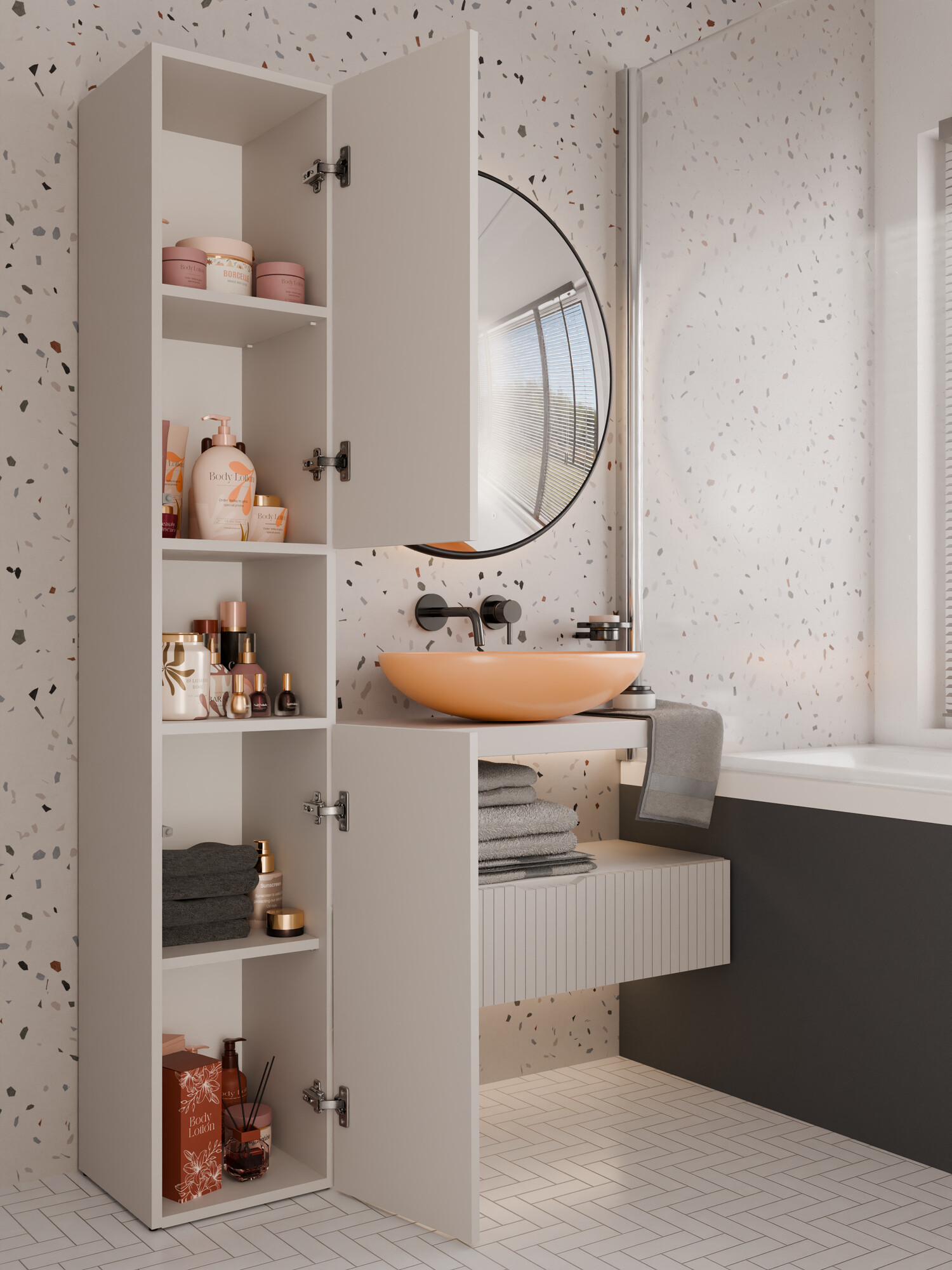 Armoire de bain à poser Nolmaru 104 (Cachemire)