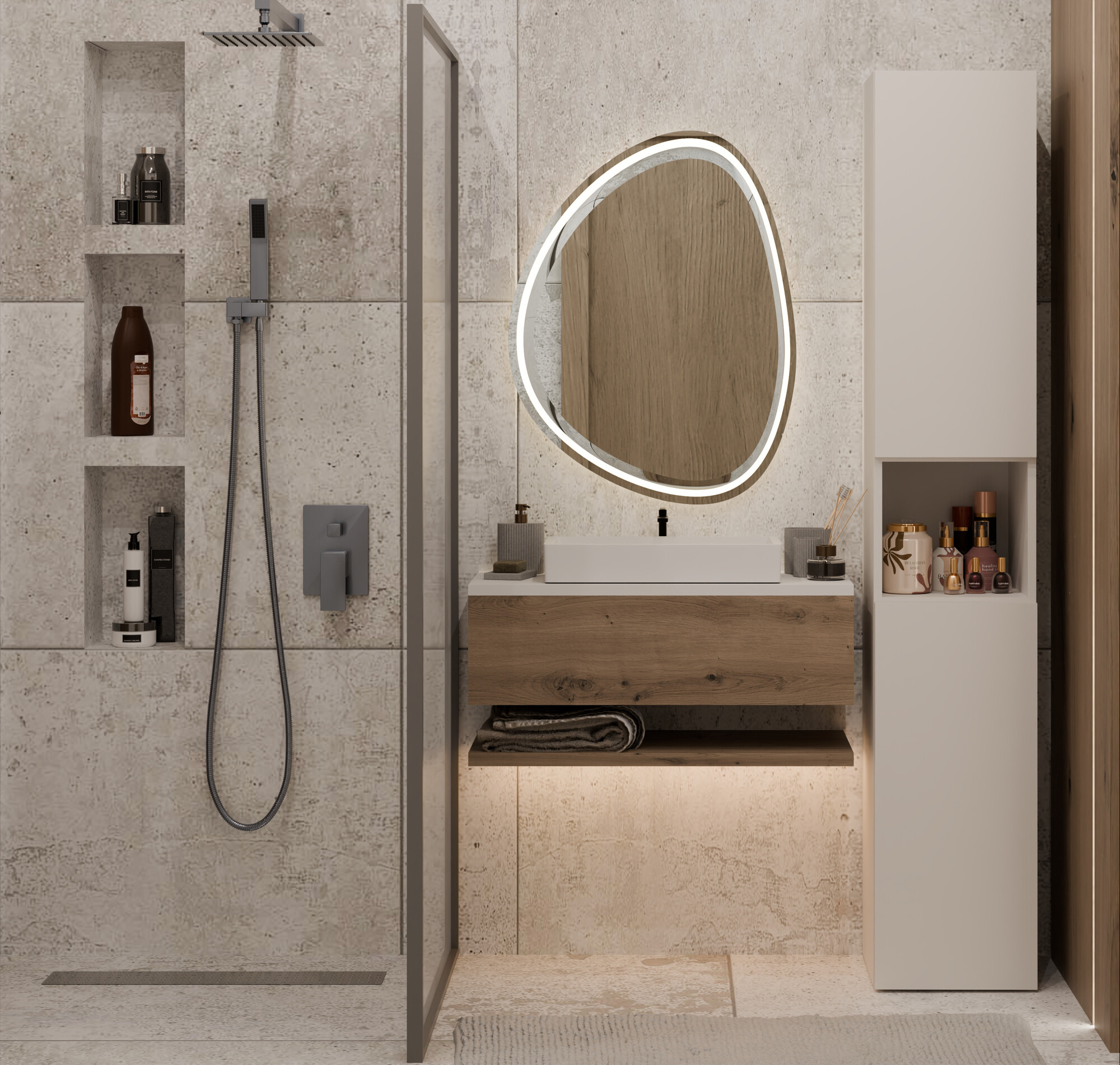 Armoire de bain à poser Nolmaru 104 (Cachemire)