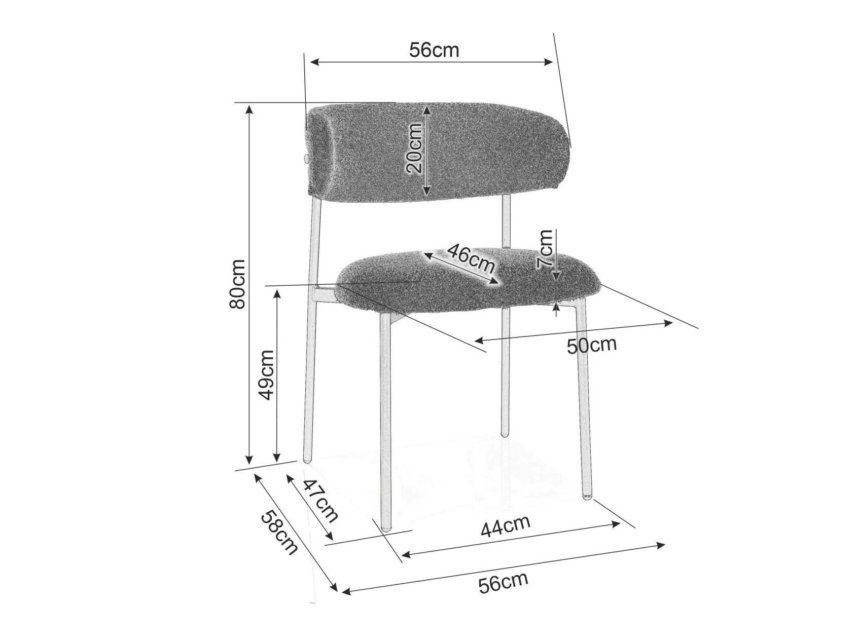 Chaise Detroit 802 (Gris + Noir)