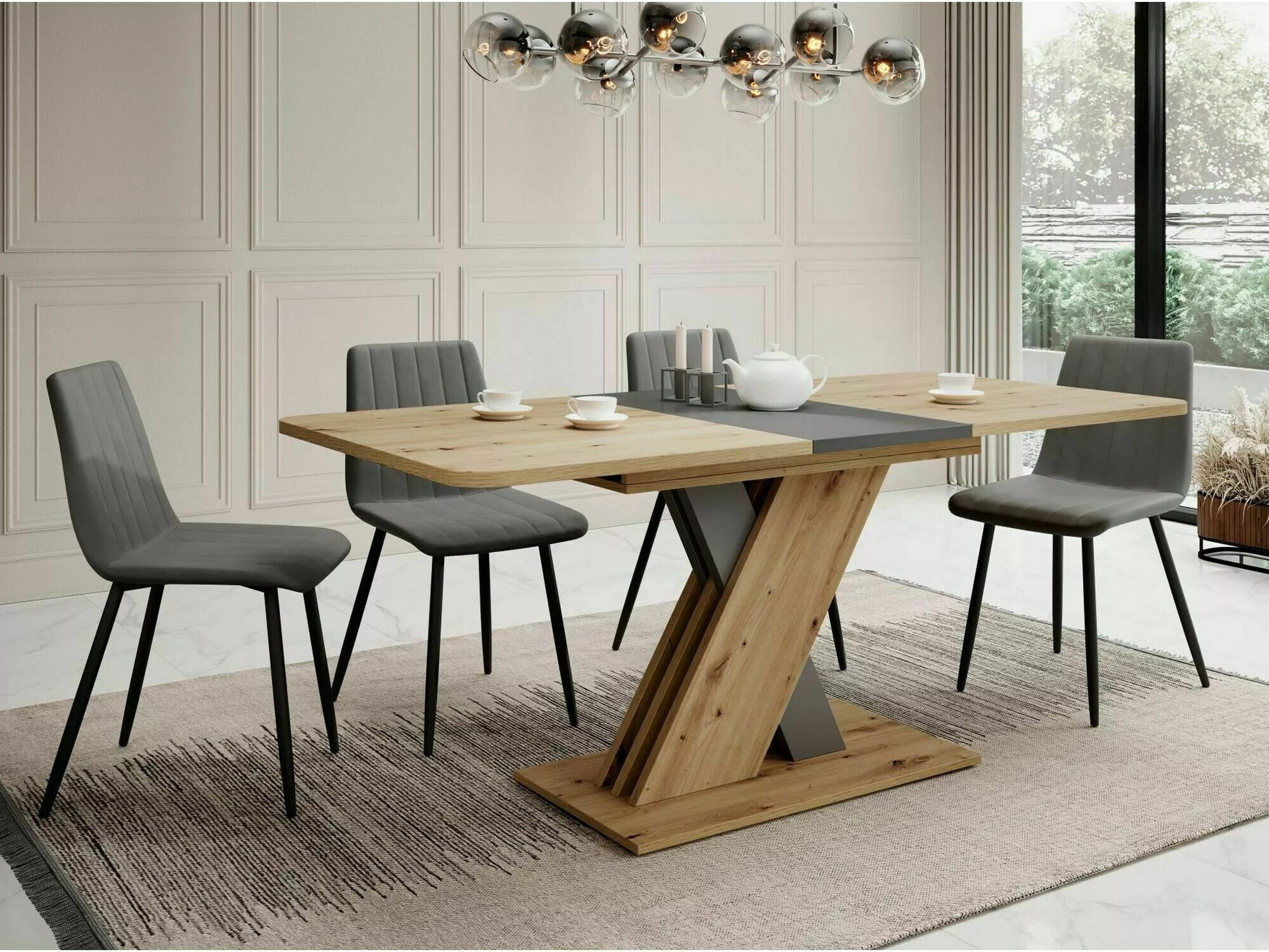 Table Detroit 568 (Chêne Artisan + Anthracite)