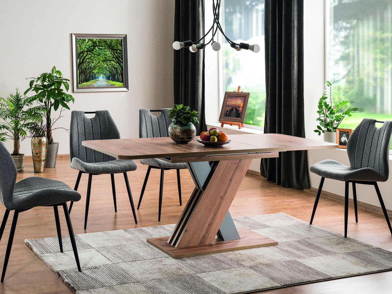 Table Detroit 568 (Chêne wotan + Gris)