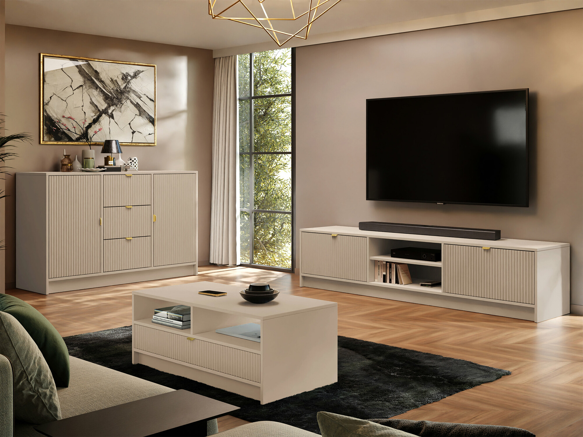 Meuble TV Comfivo Papilio I (Beige)