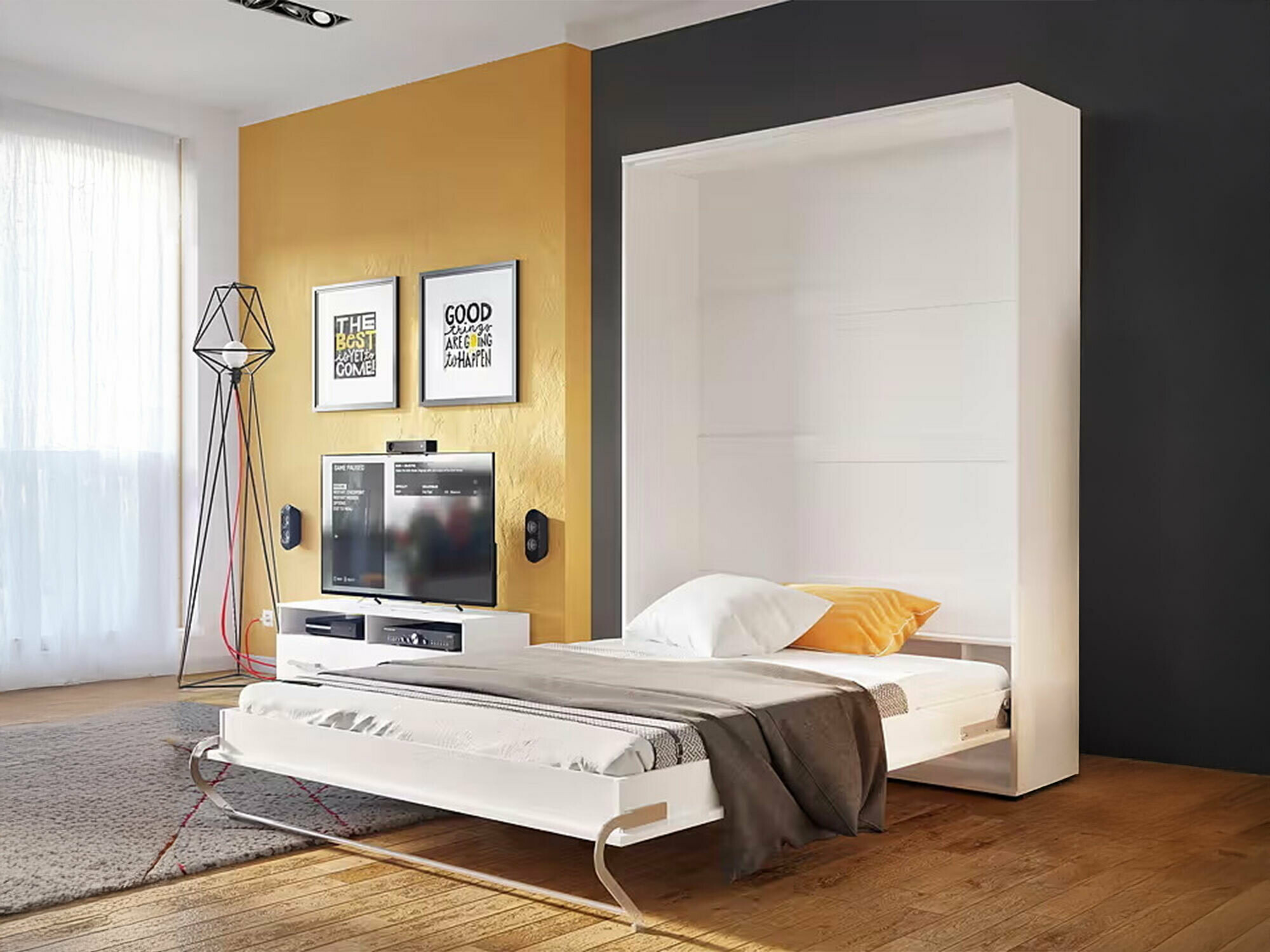 Lit escamotable Concept Pro Lenart III (Blanc + Blanc brillant)