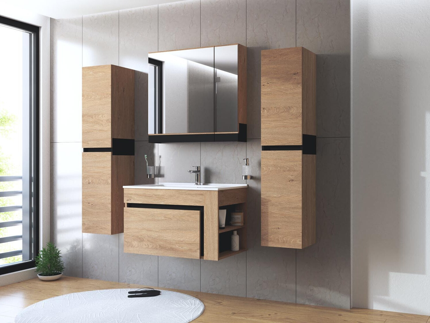 Armoire de salle de bains murale pour lavabo Fenetra 102