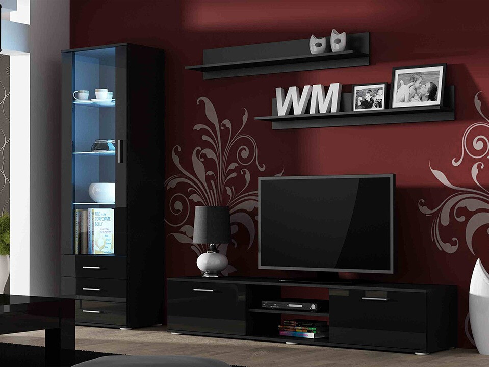 Ensemble de salon Tornola 107 (Noir + Noir brillant)