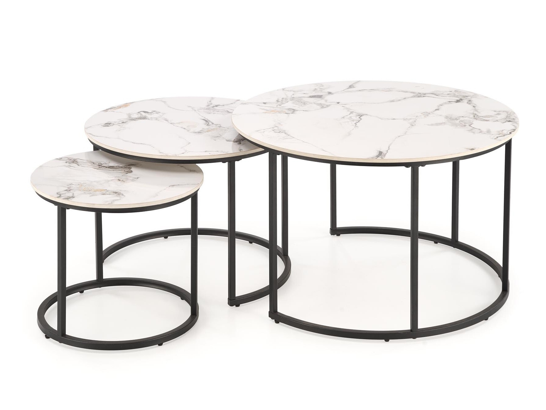 Ensemble tables basses Houston 1884 (Noir + Marbre blanc)