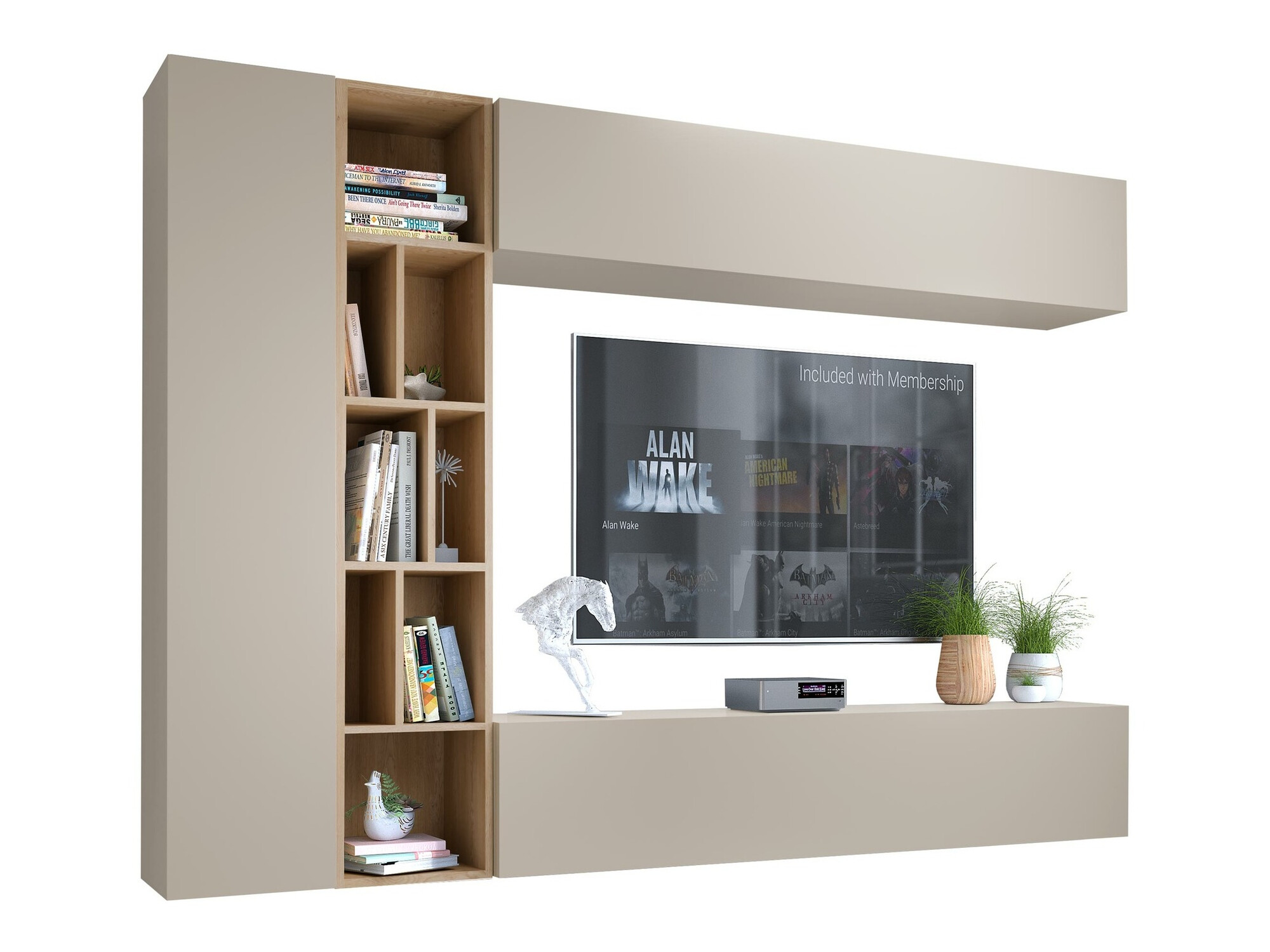 Ensemble de salon Comfivo Natura (Cachemire + Chêne Artisan)