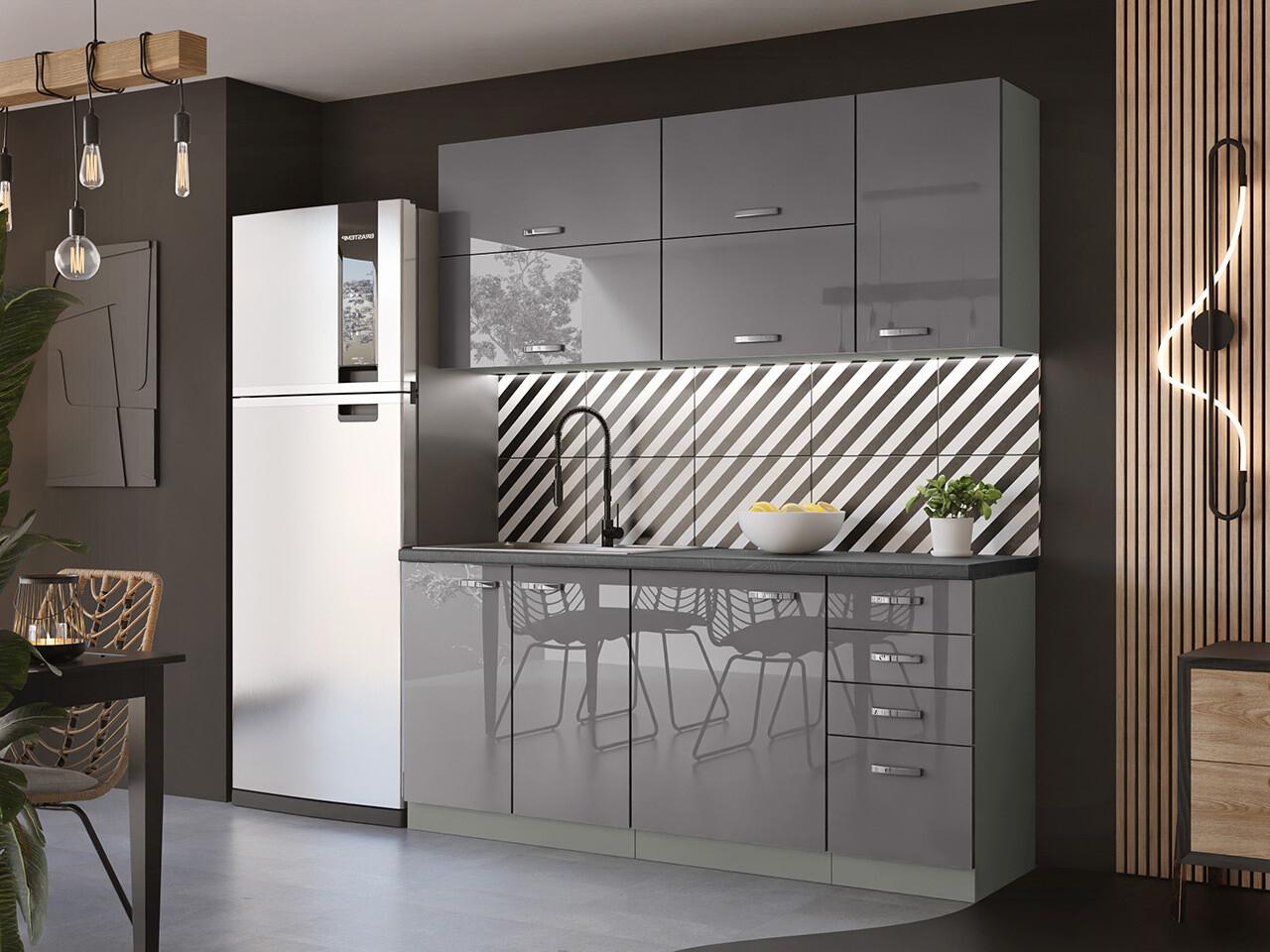 Armoire modulaire pour évier avec portes Multi Grey 110