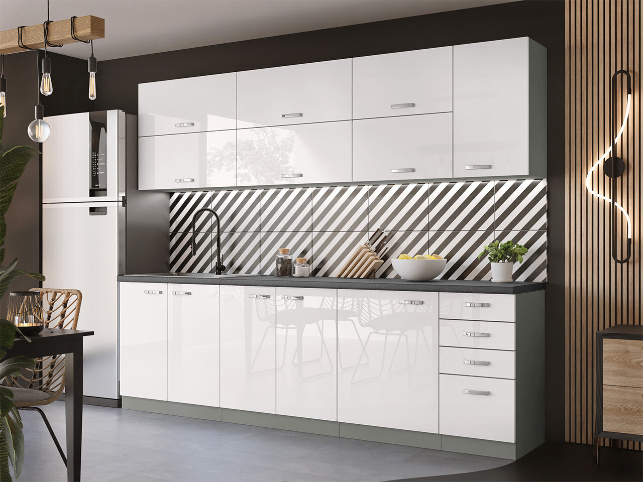 Armoire modulaire pour évier avec portes Multi White 110