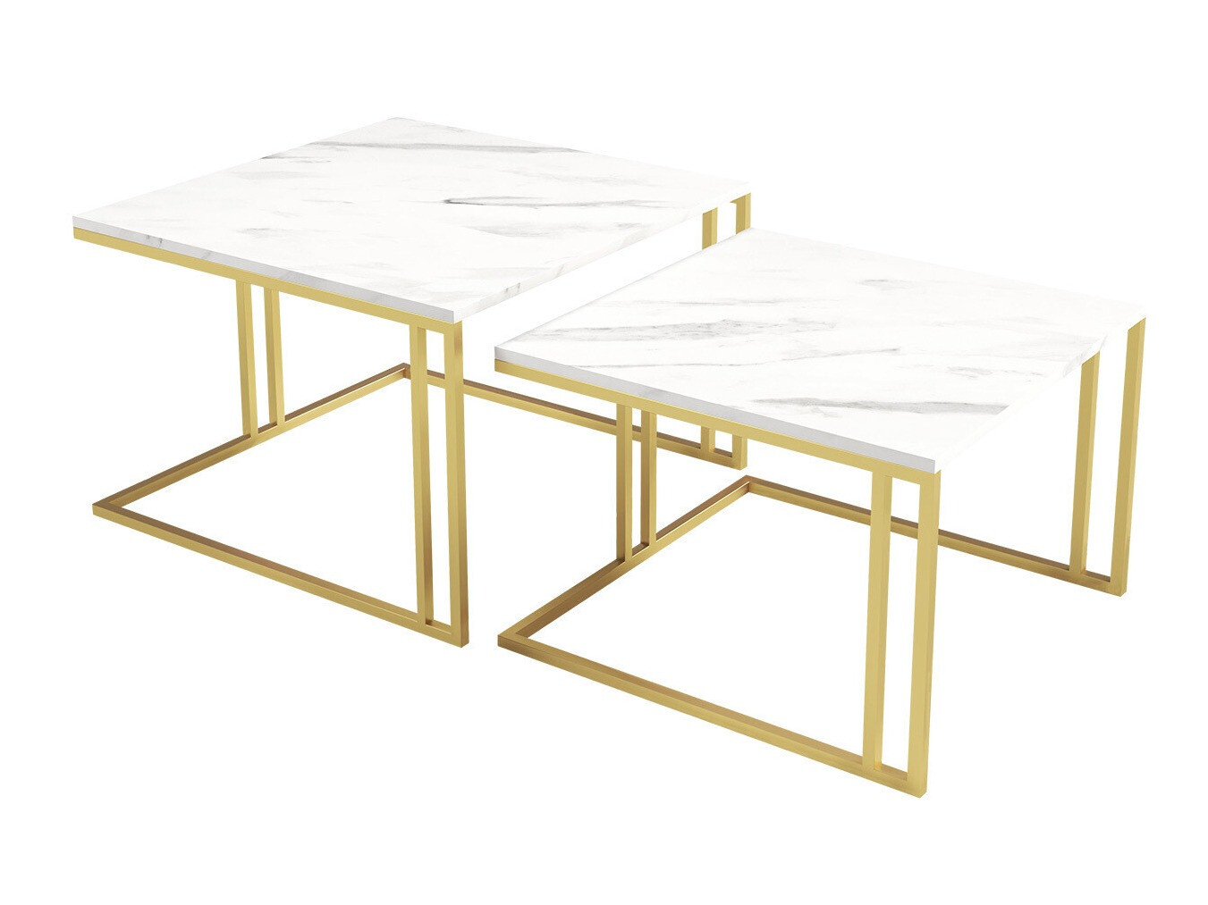 Ensemble tables basses Oswego 110 (Marbre blanc + Doré)