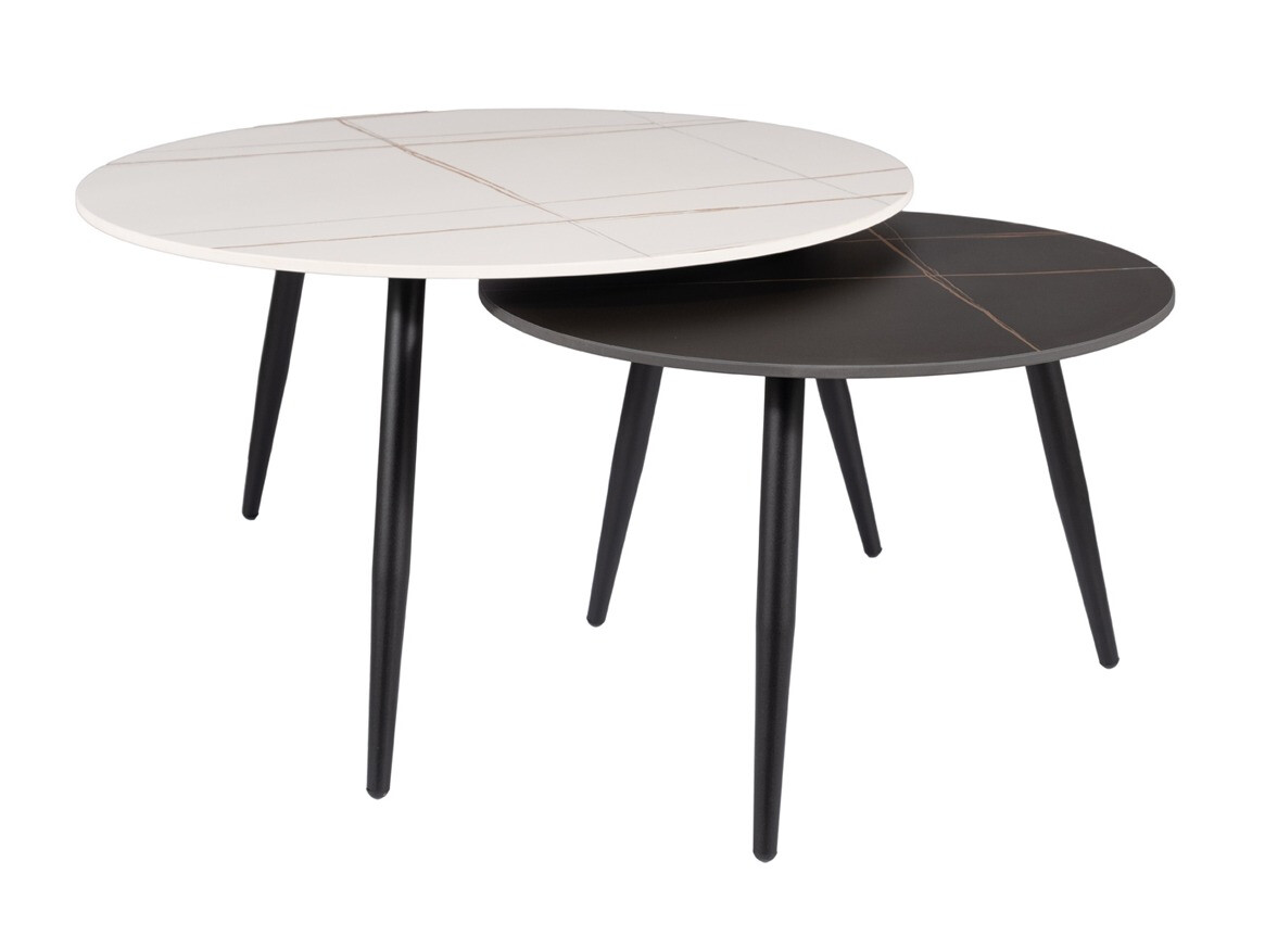 Ensemble tables basses Detroit 602 (Marbre blanc + Marbre noir)